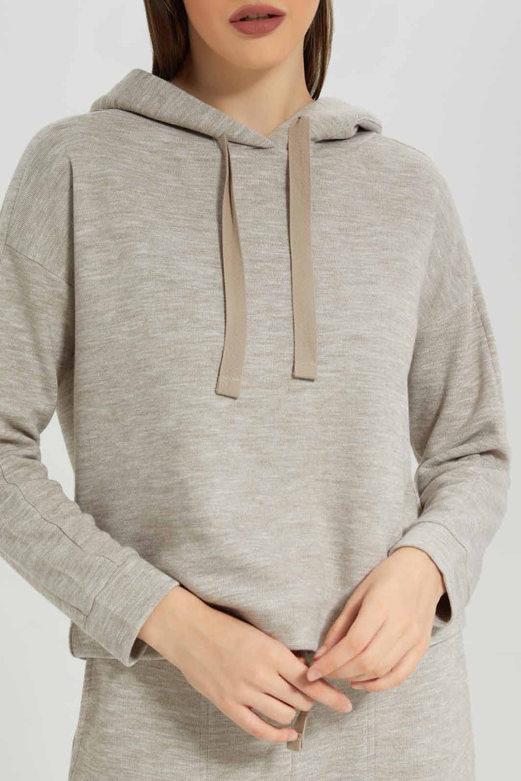 Redtag-Beige-Space-Dye-Hooded-Lounge-Sweatshirt-Category:Sweatshirts,-Colour:Beige,-Deals:New-In,-Dept:Ladieswear,-Filter:Women's-Clothing,-New-In-Women-APL,-Non-Sale,-Section:Women,-W22B,-Women-Loungewear-Sweatshirts,-Women-Sweatshirts-Women's-