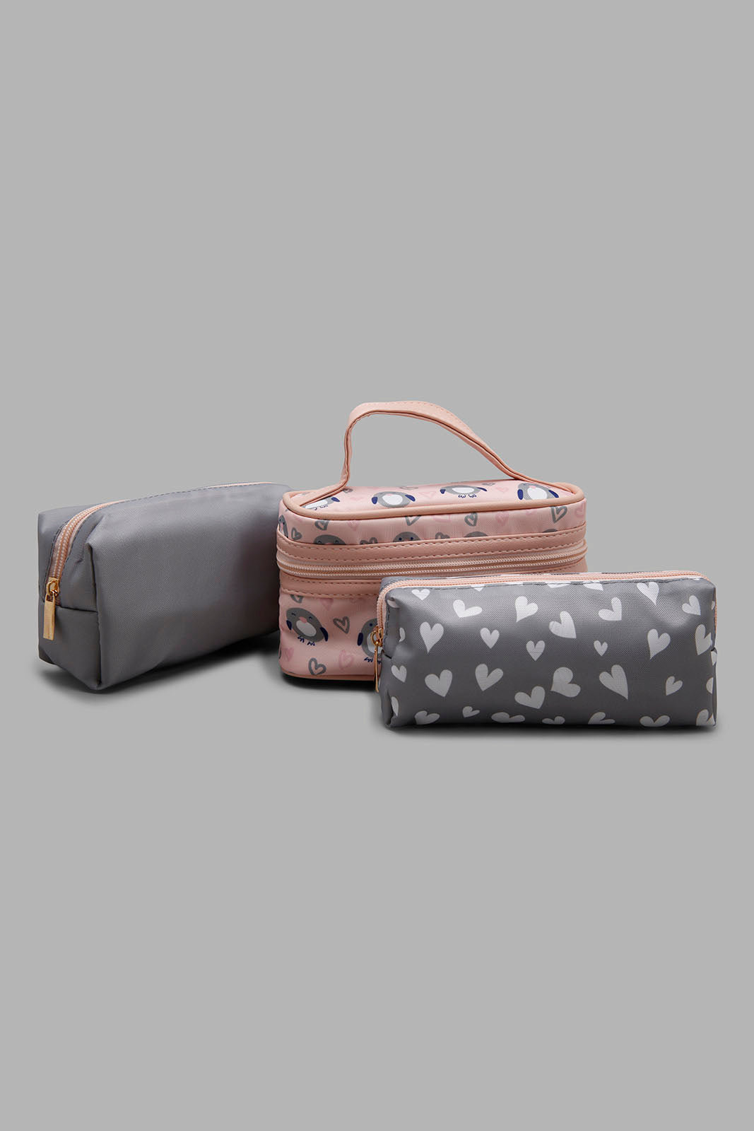 Redtag-Grey-And-White-Polka-Printed-Cosmetic-Pouches-Category:Cosmetics,-Colour:Assorted,-Filter:Women's-Accessories,-New-In,-New-In-Women-ACC,-Non-Sale,-Section:Women,-W22A,-Women-Cosmetics-Women-