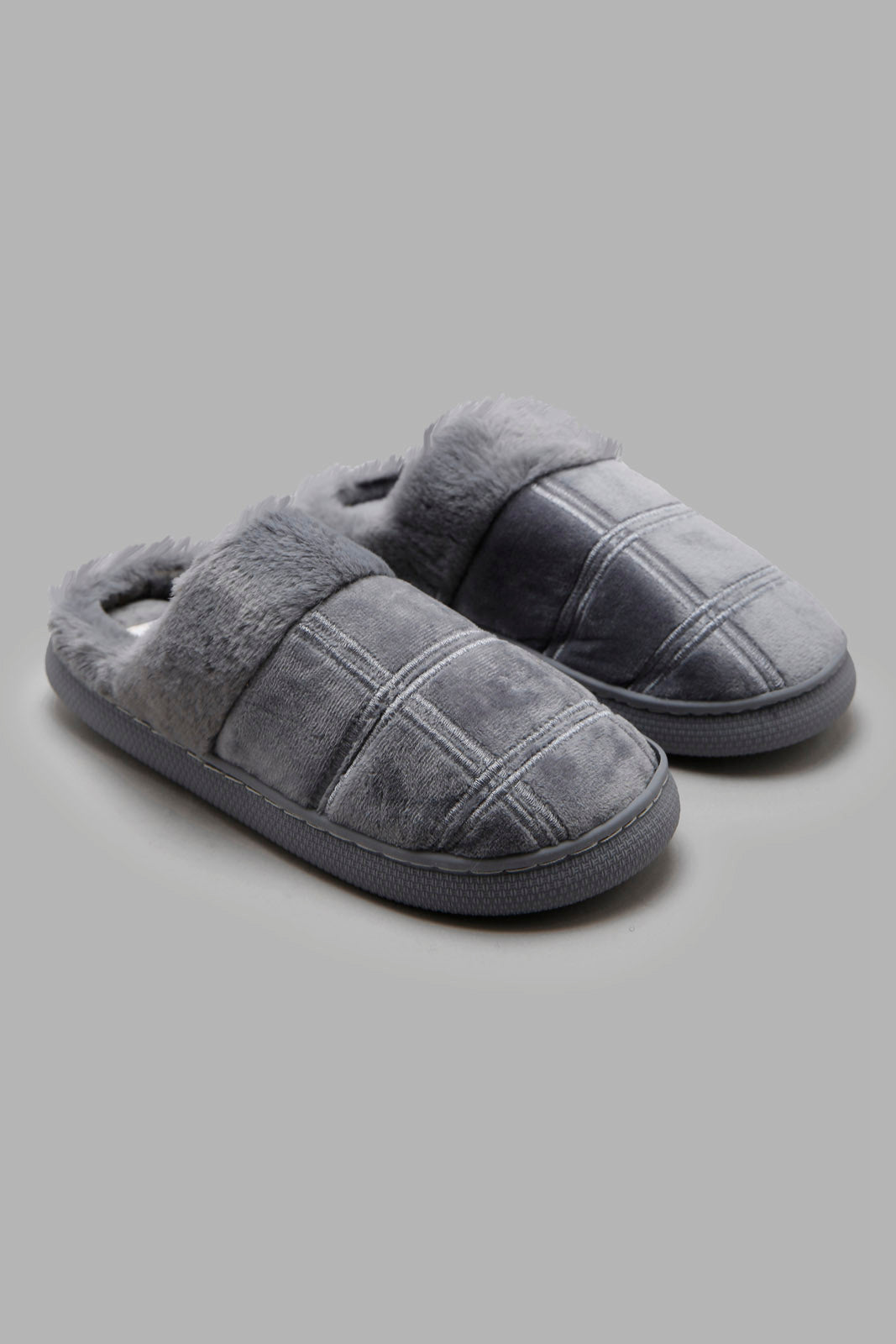 Redtag-Grey-Padded-Furr-Slipper-BSR-Slippers,-Category:Slippers,-CHR,-Colour:Grey,-Deals:New-In,-Filter:Boys-Footwear-(5-to-14-Yrs),-New-In-BSR-FOO,-Non-Sale,-Section:Boys-(0-to-14Yrs),-W22A-Senior-Boys-5 to 14 Years