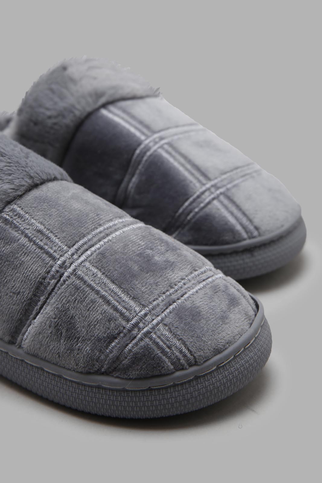 Redtag-Grey-Padded-Furr-Slipper-BSR-Slippers,-Category:Slippers,-CHR,-Colour:Grey,-Deals:New-In,-Filter:Boys-Footwear-(5-to-14-Yrs),-New-In-BSR-FOO,-Non-Sale,-Section:Boys-(0-to-14Yrs),-W22A-Senior-Boys-5 to 14 Years