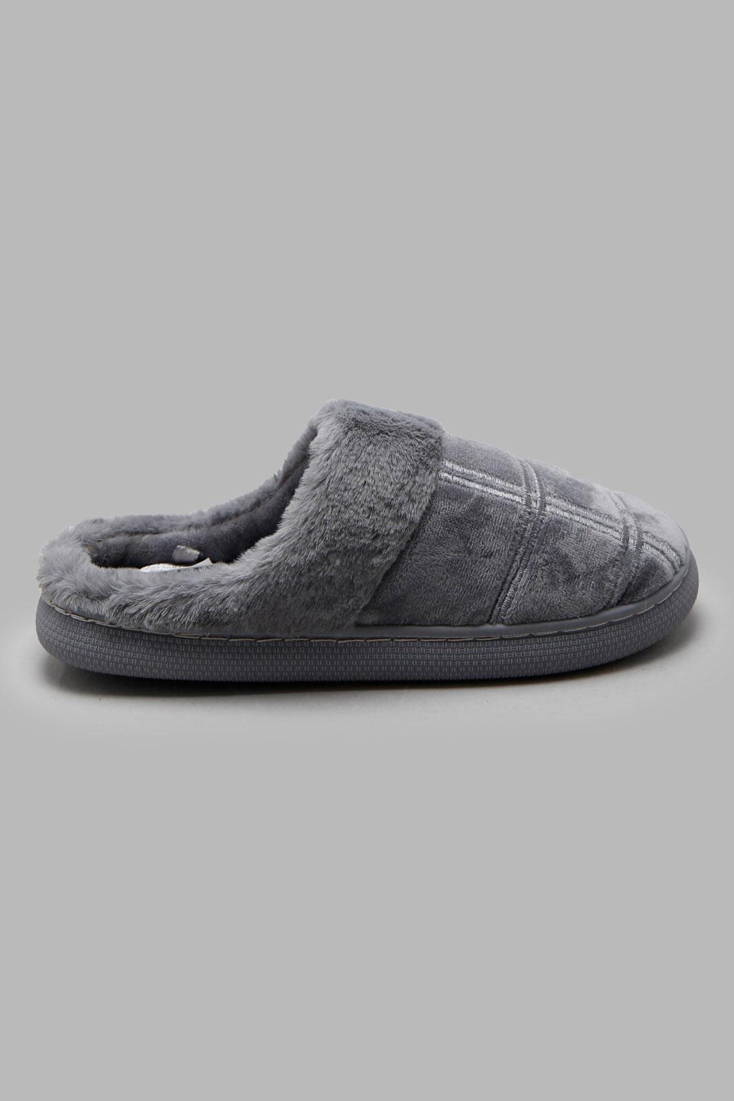 Redtag-Grey-Padded-Furr-Slipper-BSR-Slippers,-Category:Slippers,-CHR,-Colour:Grey,-Deals:New-In,-Filter:Boys-Footwear-(5-to-14-Yrs),-New-In-BSR-FOO,-Non-Sale,-Section:Boys-(0-to-14Yrs),-W22A-Senior-Boys-5 to 14 Years