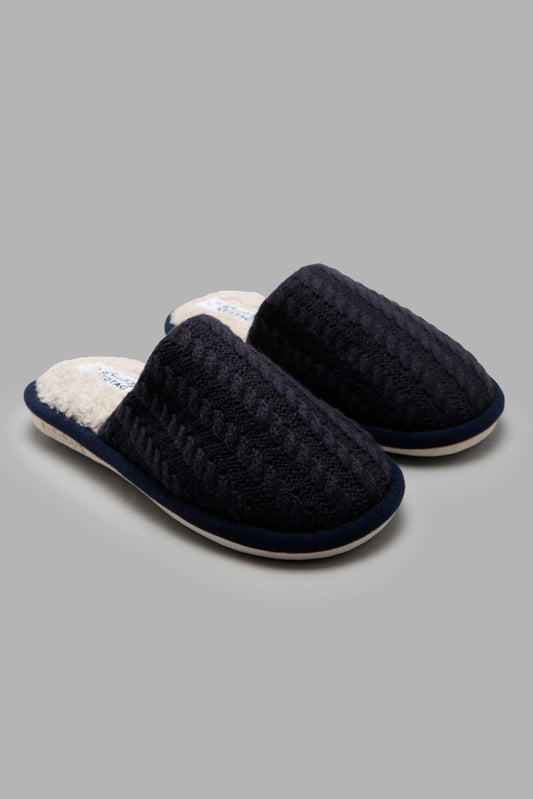 Redtag-Navy-Crochet-Slipper-BSR-Slippers,-Category:Slippers,-CHR,-Colour:Navy,-Deals:New-In,-Filter:Boys-Footwear-(5-to-14-Yrs),-New-In-BSR-FOO,-Non-Sale,-Section:Boys-(0-to-14Yrs),-W22A-Senior-Boys-5 to 14 Years