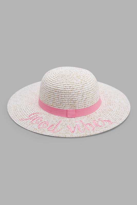 Redtag-White-Embellished-Hat-Category:Caps-&-Hats,-Colour:White,-Filter:Girls-Accessories,-GIR-Caps-&-Hats,-New-In,-New-In-GIR-ACC,-Non-Sale,-Section:Girls-(0-to-14Yrs),-W22A-Girls-