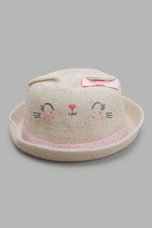 Redtag-Beige-Character-Embellished-Hat-Category:Caps-&-Hats,-CHR,-Colour:Beige,-Filter:Girls-Accessories,-GIR-Caps-&-Hats,-New-In,-New-In-GIR-ACC,-Non-Sale,-Section:Girls-(0-to-14Yrs),-W22A-Girls-