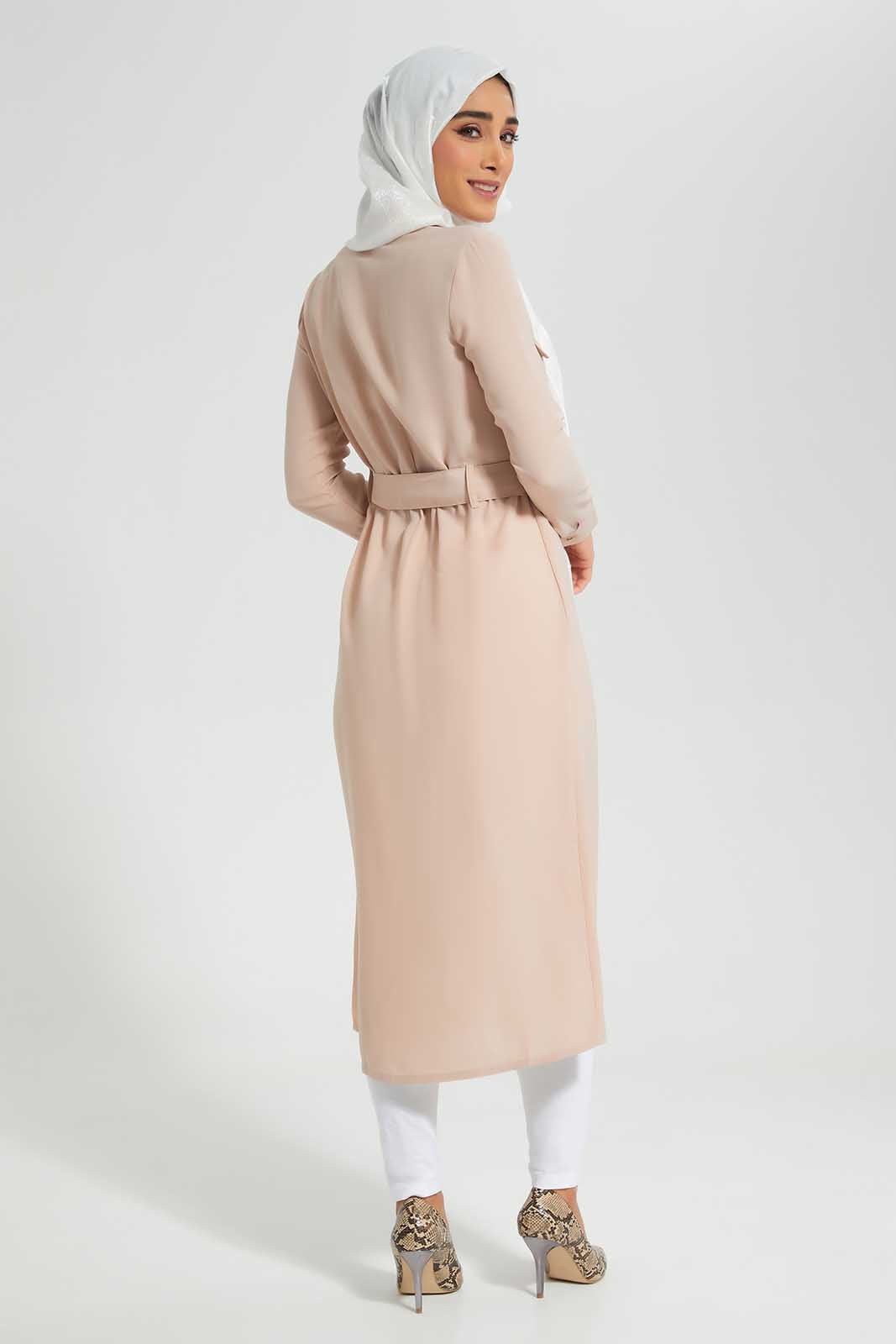 Redtag-Pink-Belted-Collared-Shirt-Dress-Category:Dresses,-Colour:Apricot,-Deals:New-In,-Filter:Women's-Clothing,-LMC,-New-In-Women-APL,-Non-Sale,-Section:Women,-W22O,-Women-Dresses--