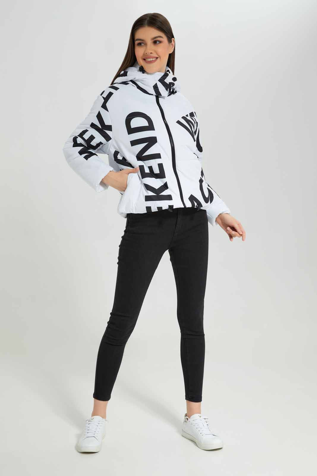 Redtag-White-Allover-Printed-Puffer-Jacket-With-Hoodie-Category:Jackets,-Colour:Assorted,-Deals:New-In,-EHW,-Filter:Women's-Clothing,-New-In-Women-APL,-Non-Sale,-Section:Women,-W22B,-Women-Jackets-Women's-