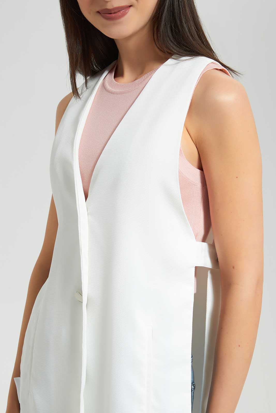 Redtag-White-Sleeveless-Casual-Jacket-Category:Jackets,-Colour:White,-Deals:New-In,-Filter:Women's-Clothing,-New-In-Women-APL,-Non-Sale,-Section:Women,-W22A,-Women-Jackets-Women's-