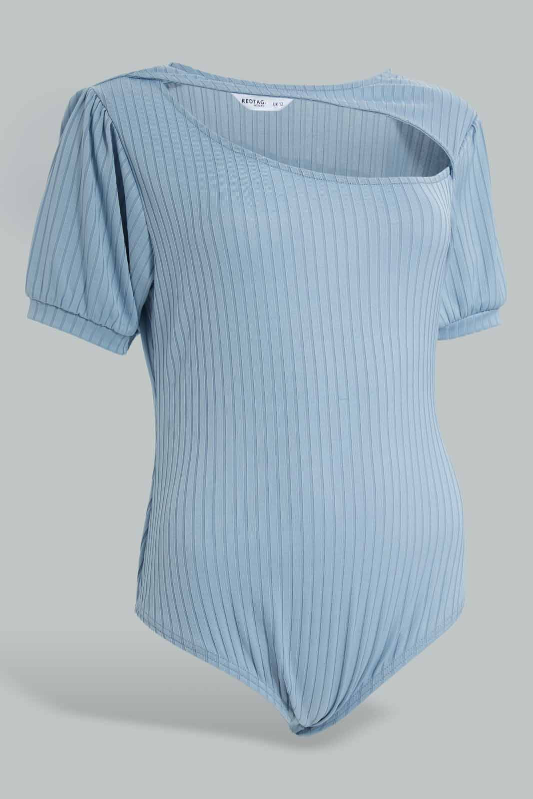 Redtag-Blue-Cut-Out-Neck-Detail-Bodysuit-Category:Tops,-Colour:Blue,-Deals:New-In,-FF,-Filter:Women's-Clothing,-New-In-Women-APL,-Non-Sale,-Section:Women,-W22O,-Women-Tops-Women's-
