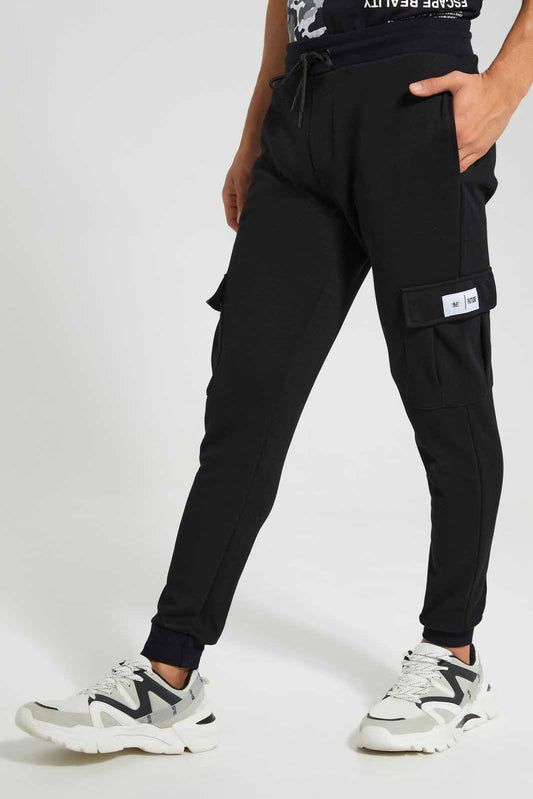 Redtag-Black-Cargo-Pocket-Jogger-Category:Joggers,-Colour:Black,-Deals:New-In,-Filter:Men's-Clothing,-Men-Joggers,-New-In-Men-APL,-Non-Sale,-Section:Men,-W22O-Men's-