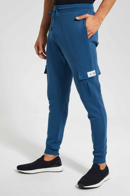 Redtag-Blue-Cargo-Pocket-Jogger-Category:Joggers,-Colour:Blue,-Deals:New-In,-Filter:Men's-Clothing,-Men-Joggers,-New-In-Men,-Non-Sale,-Section:Men,-W22O-Men's-