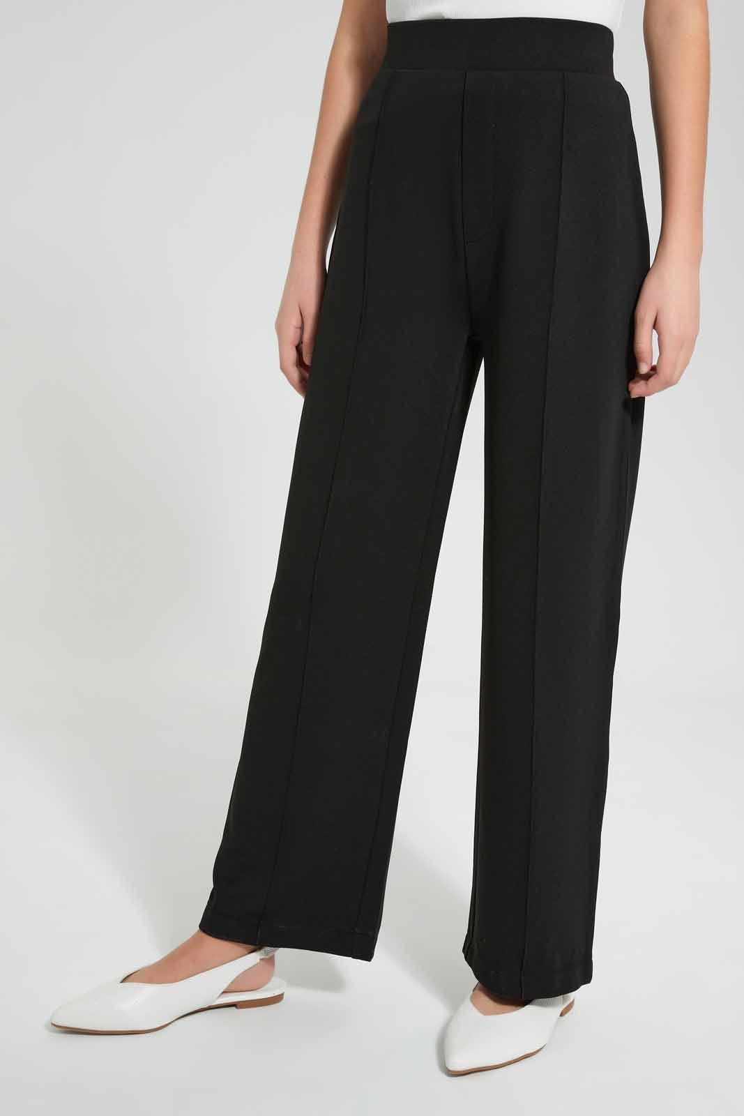Redtag-Black-Twill-Wideleg-Trouser-Category:Trousers,-Colour:Black,-Deals:New-In,-Filter:Senior-Girls-(9-to-14-Yrs),-GSR-Trousers,-New-In-GSR-APL,-Non-Sale,-Section:Girls-(0-to-14Yrs),-W22O-Senior-Girls-9 to 14 Years
