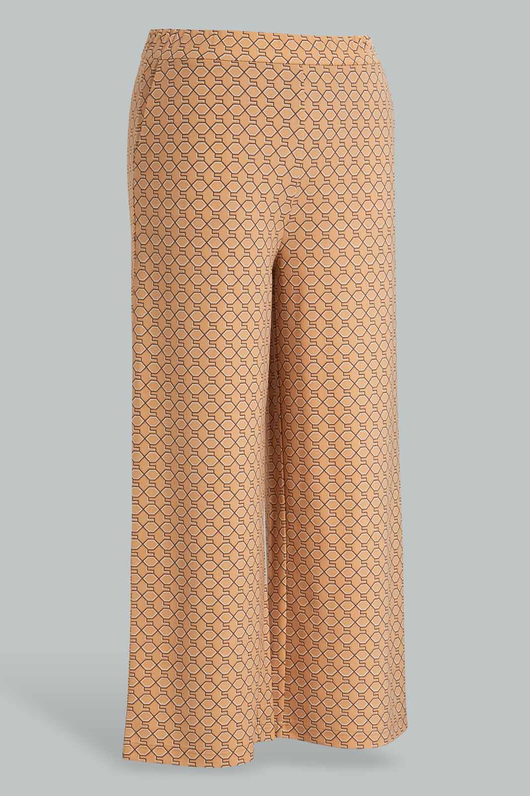 Redtag-Beige-Placement-Print-Trouser-Category:Trousers,-Colour:Beige,-Deals:New-In,-Filter:Plus-Size,-LDP-Trousers,-New-In-LDP-APL,-Non-Sale,-Section:Women,-W22O-Women's-