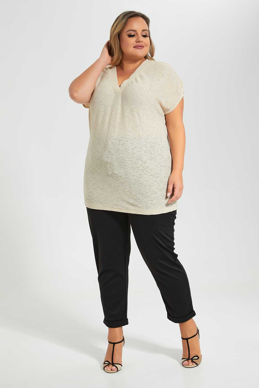 Redtag-Cream-Top-V-Neck-Category:Blouses,-Colour:Cream,-Deals:New-In,-Filter:Plus-Size,-LDP-Blouses,-New-In-LDP-APL,-Non-Sale,-Section:Women,-W22O-Women's-