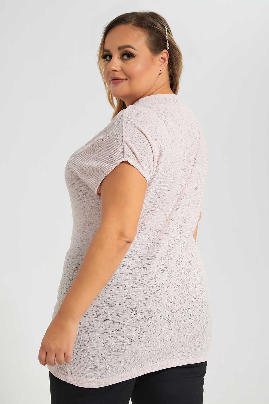 Redtag-Pink-Top-V-Neck-Category:Blouses,-Colour:Apricot,-Deals:New-In,-Filter:Plus-Size,-LDP-Blouses,-New-In-LDP-APL,-Non-Sale,-Section:Women,-W22O-Women's-