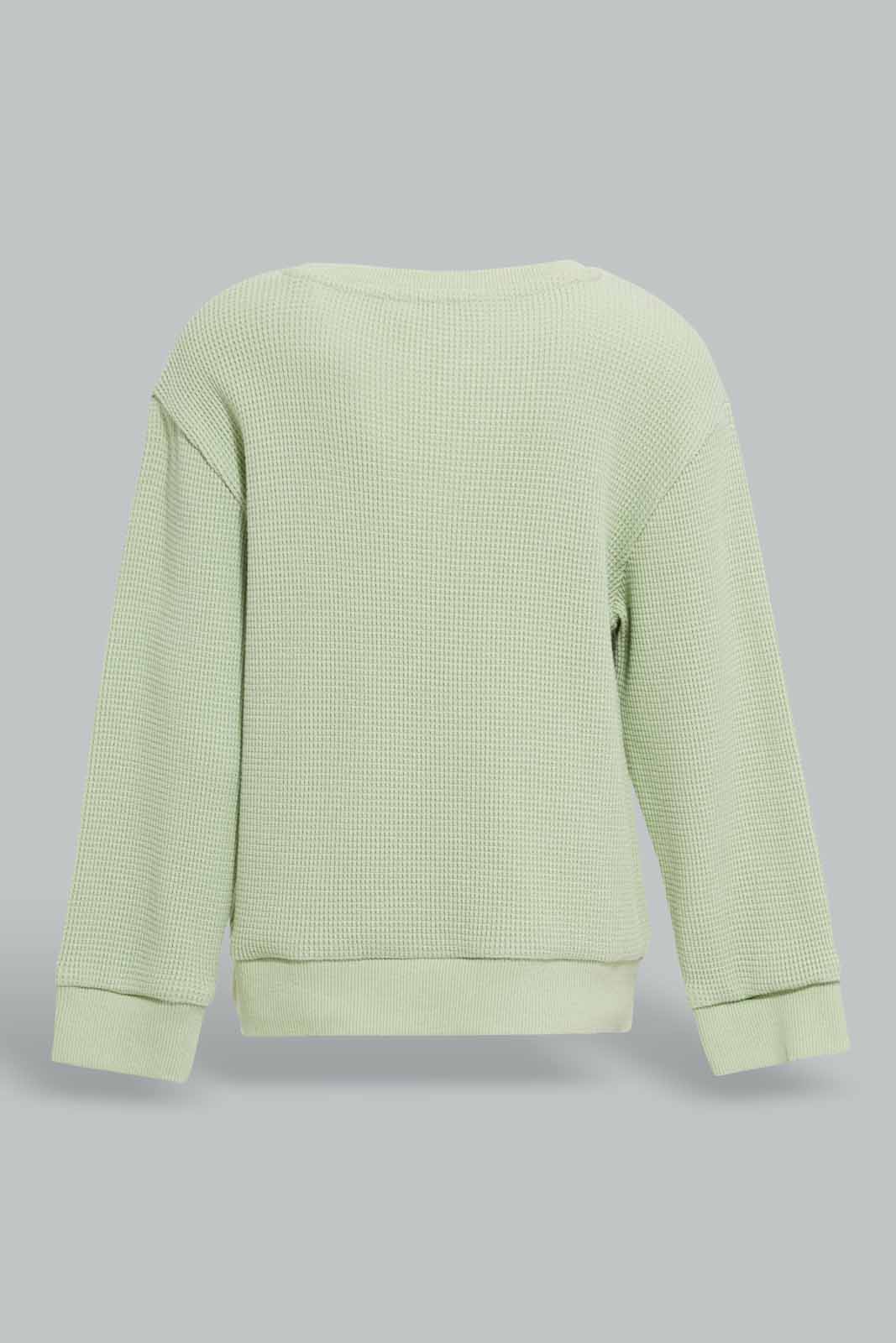 Redtag-Green-Waffle-Crew-Top-And-Bottom-Terry-Jog-Set-Category:Jog-Sets,-Colour:Green,-Deals:New-In,-Filter:Infant-Boys-(3-to-24-Mths),-INB-Jog-Sets,-New-In-INB-APL,-Non-Sale,-Section:Boys-(0-to-14Yrs),-W22A-Infant-Boys-3 to 24 Months