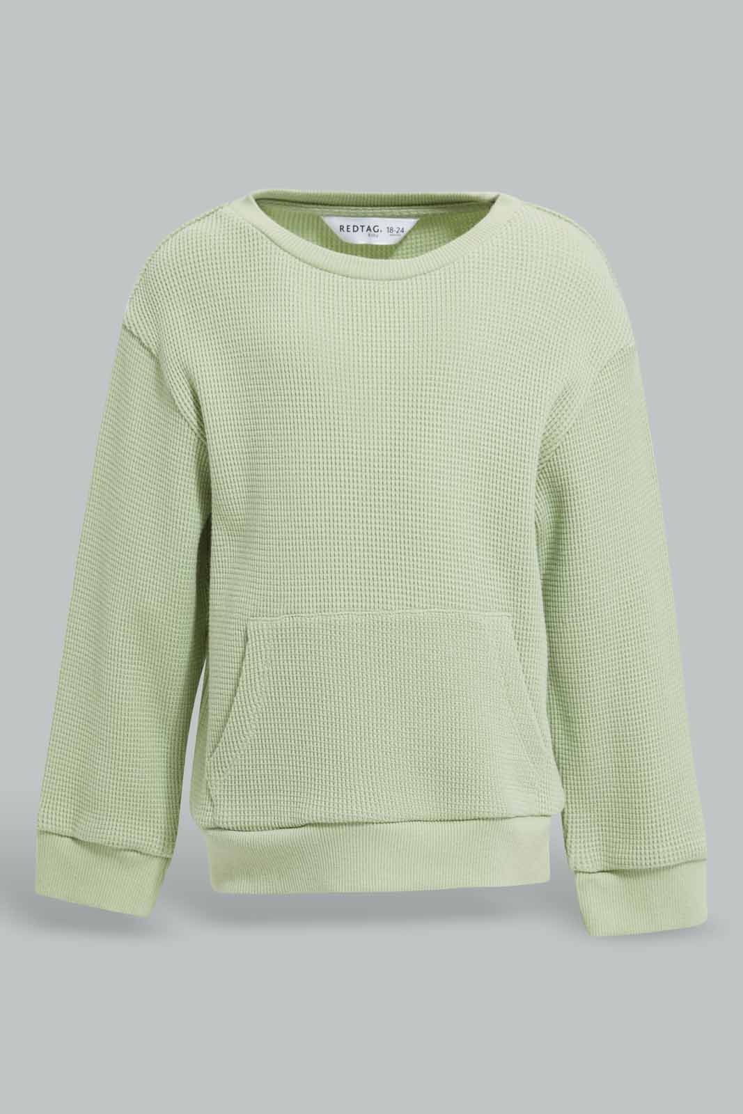 Redtag-Green-Waffle-Crew-Top-And-Bottom-Terry-Jog-Set-Category:Jog-Sets,-Colour:Green,-Deals:New-In,-Filter:Infant-Boys-(3-to-24-Mths),-INB-Jog-Sets,-New-In-INB-APL,-Non-Sale,-Section:Boys-(0-to-14Yrs),-W22A-Infant-Boys-3 to 24 Months