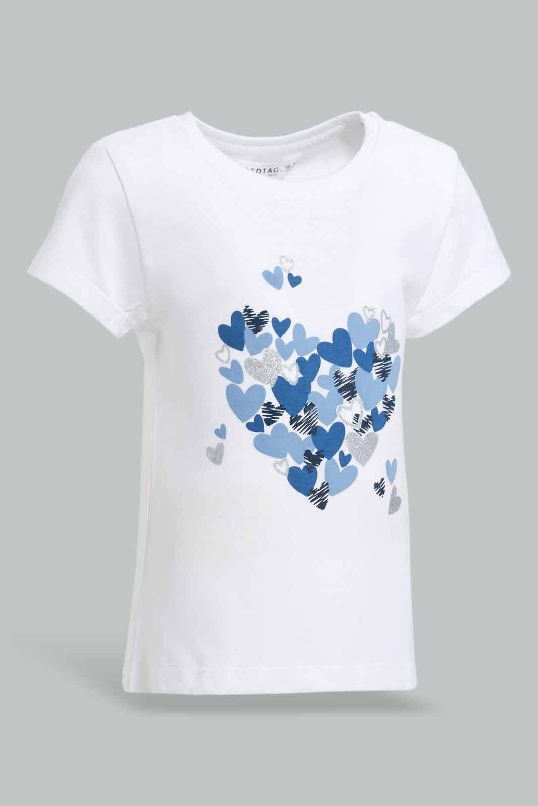 Redtag-White-Heart-Placement-Print-T-Shirt-Category:T-Shirts,-Colour:White,-Deals:New-In,-Filter:Infant-Girls-(3-to-24-Mths),-ING-T-Shirts,-New-In-ING-APL,-Non-Sale,-Section:Girls-(0-to-14Yrs),-W22O-Infant-Girls-3 to 24 Months