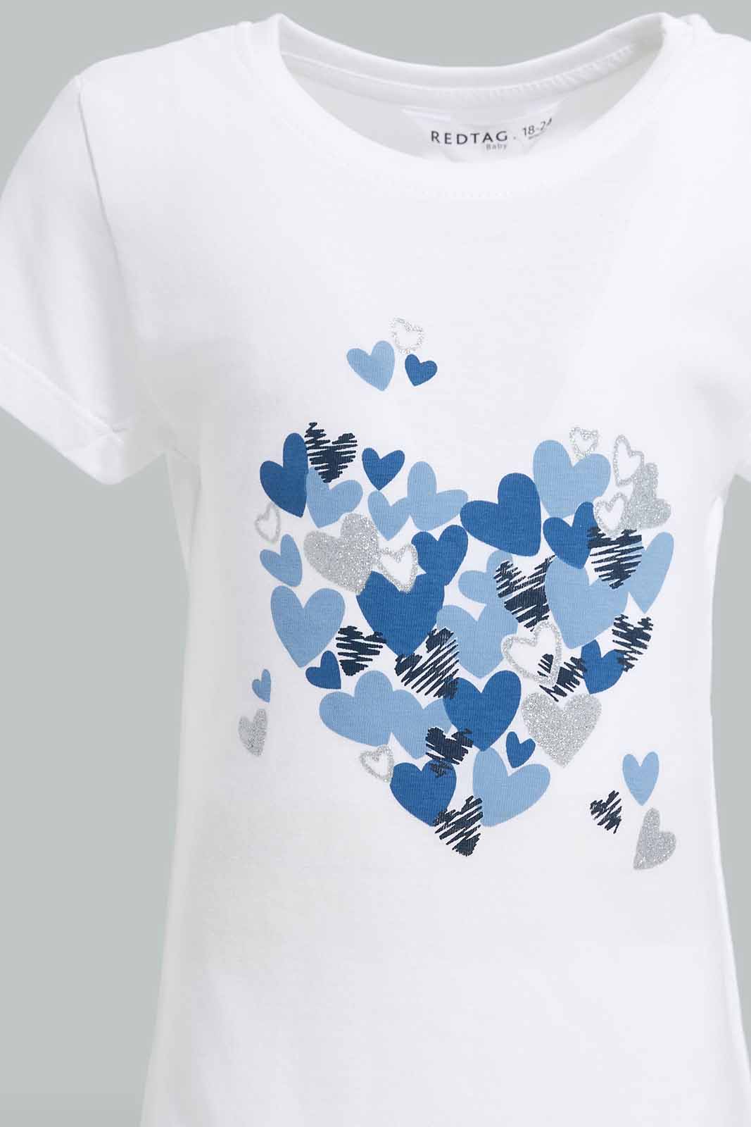 Redtag-White-Heart-Placement-Print-T-Shirt-Category:T-Shirts,-Colour:White,-Deals:New-In,-Filter:Infant-Girls-(3-to-24-Mths),-ING-T-Shirts,-New-In-ING-APL,-Non-Sale,-Section:Girls-(0-to-14Yrs),-W22O-Infant-Girls-3 to 24 Months