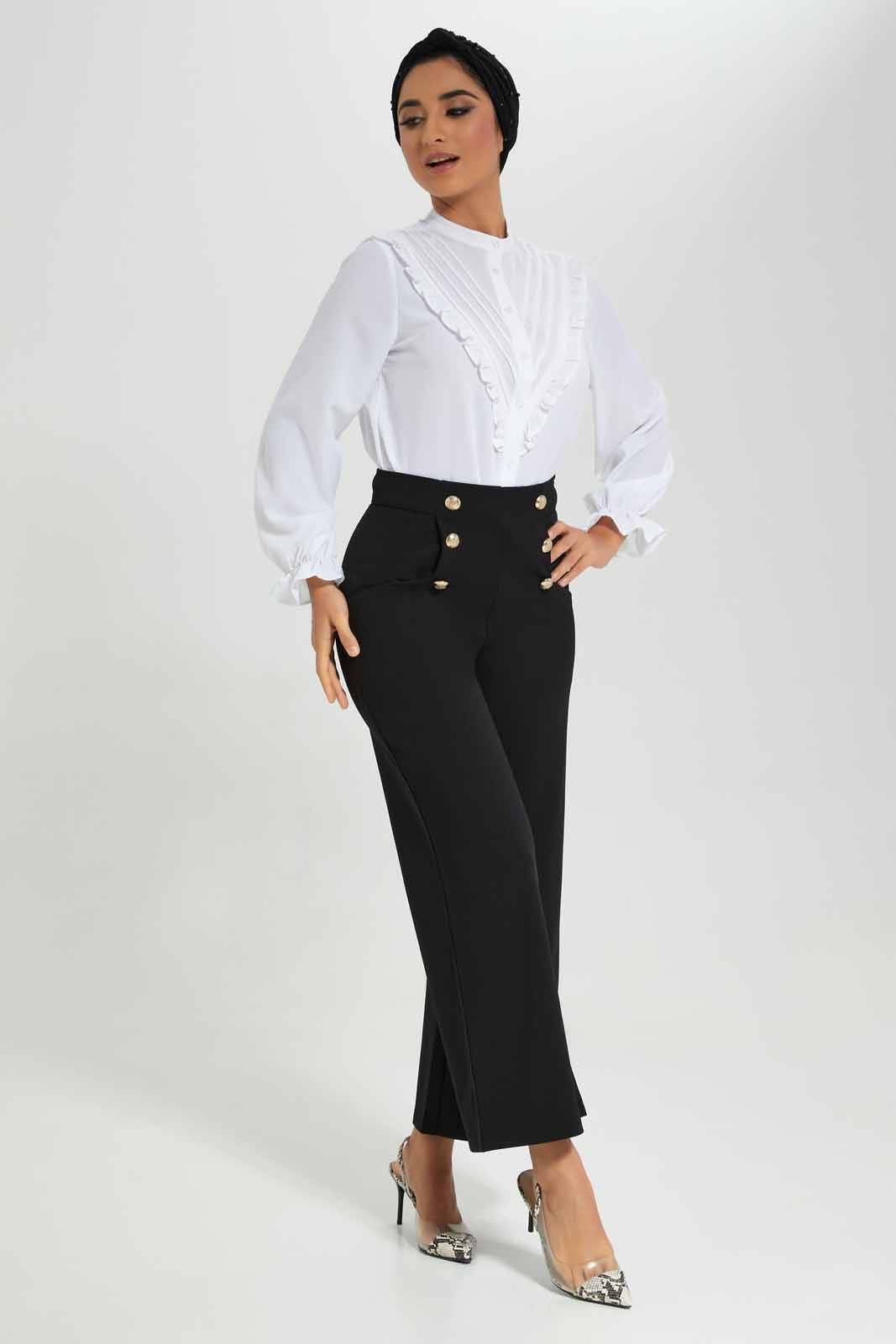 Redtag-White-Pleated-Yoke-Detail-Buttoned-Shirt-Category:Blouses,-Colour:White,-Deals:2-For-90,-Deals:New-In,-Filter:Women's-Clothing,-LMC,-New-In-Women-APL,-Section:Women,-W22A,-Women-Blouses--