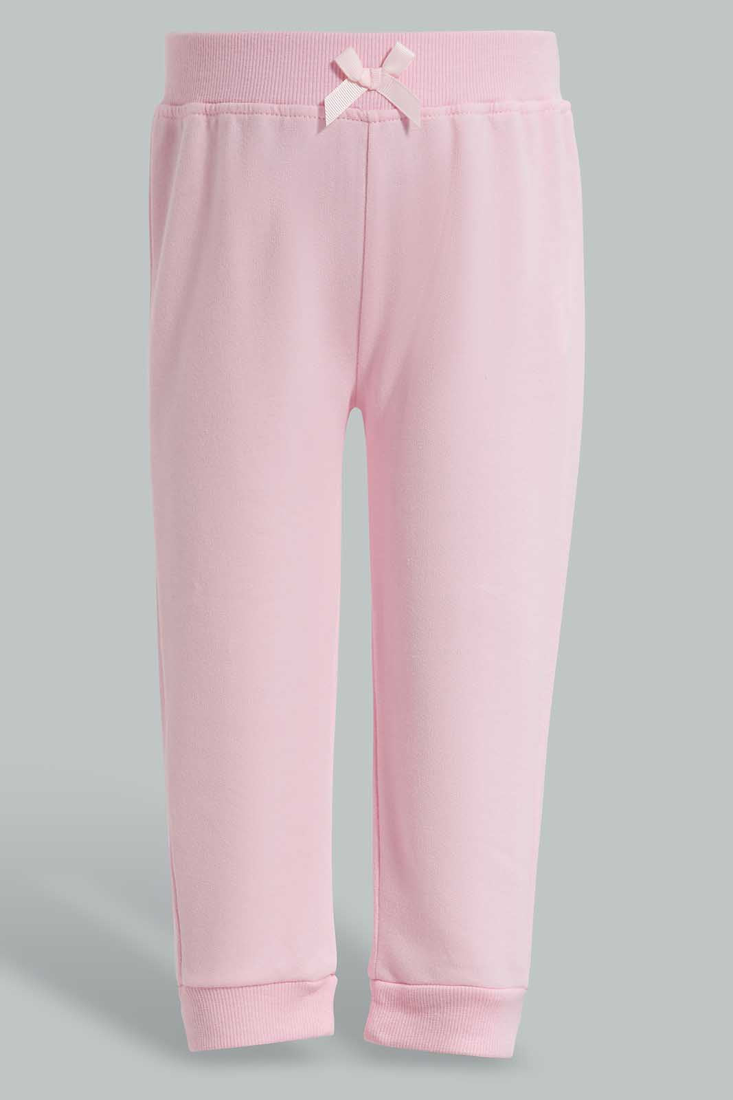 Redtag-Yellow-&-Pink-Solid-Colour-2Pcs-Pack-Track-Pants-Category:Joggers,-Colour:Assorted,-Deals:New-In,-Filter:Infant-Girls-(3-to-24-Mths),-ING-Joggers,-New-In-ING-APL,-Non-Sale,-Section:Girls-(0-to-14Yrs),-W22O-Infant-Girls-3 to 24 Months