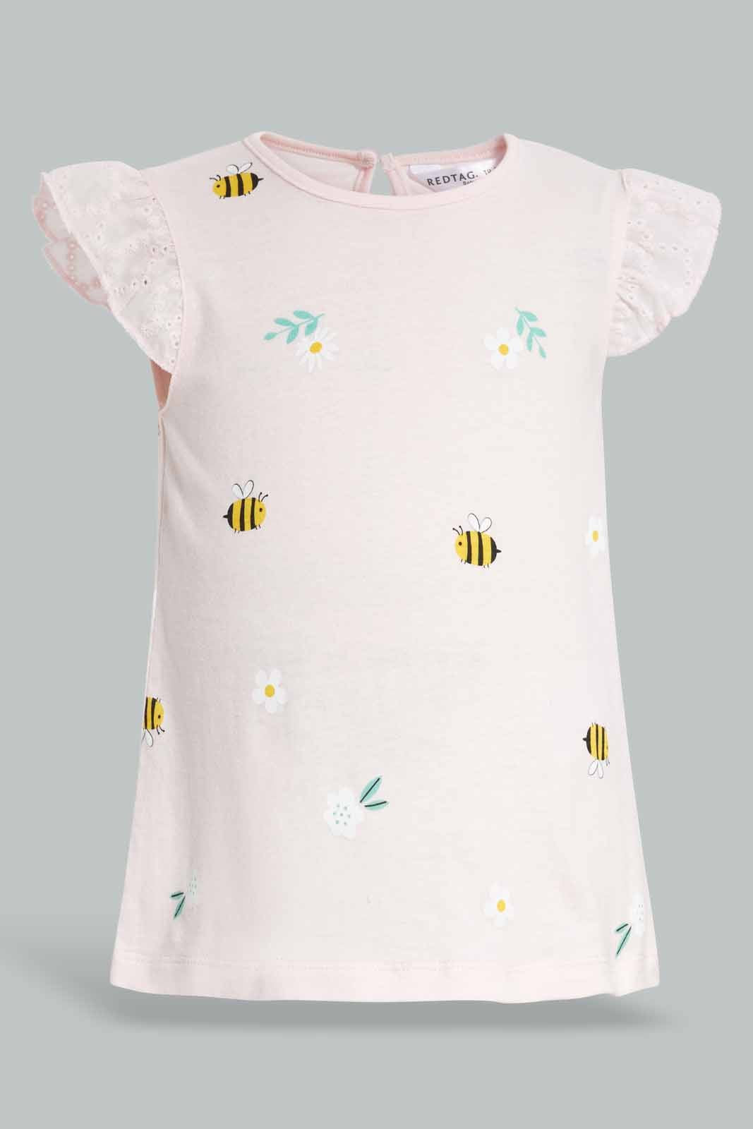Redtag-Pale-Pink-Schiffli-Frill-Sleeves-Blouse-Category:Blouses,-Colour:Apricot,-Deals:New-In,-Filter:Infant-Girls-(3-to-24-Mths),-ING-Blouses,-New-In-ING-APL,-Non-Sale,-Section:Girls-(0-to-14Yrs),-W22O-Infant-Girls-3 to 24 Months