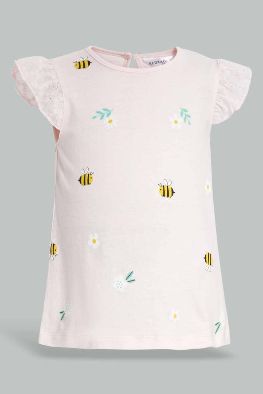 Redtag-Pale-Pink-Schiffli-Frill-Sleeves-Blouse-Category:Blouses,-Colour:Apricot,-Deals:New-In,-Filter:Infant-Girls-(3-to-24-Mths),-ING-Blouses,-New-In-ING-APL,-Non-Sale,-Section:Girls-(0-to-14Yrs),-W22O-Infant-Girls-3 to 24 Months