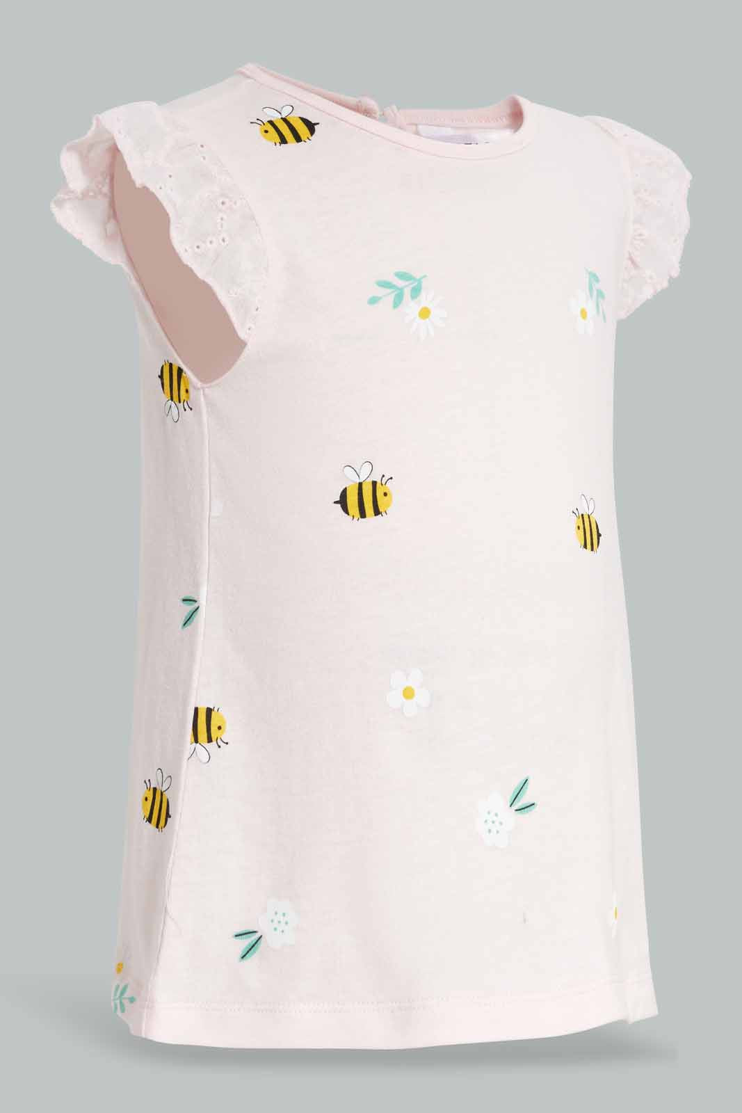Redtag-Pale-Pink-Schiffli-Frill-Sleeves-Blouse-Category:Blouses,-Colour:Apricot,-Deals:New-In,-Filter:Infant-Girls-(3-to-24-Mths),-ING-Blouses,-New-In-ING-APL,-Non-Sale,-Section:Girls-(0-to-14Yrs),-W22O-Infant-Girls-3 to 24 Months