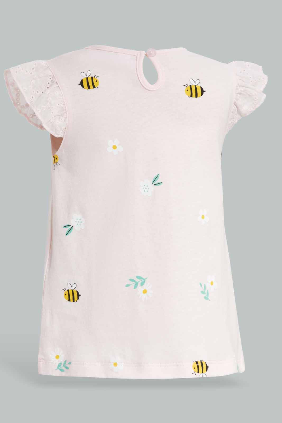 Redtag-Pale-Pink-Schiffli-Frill-Sleeves-Blouse-Category:Blouses,-Colour:Apricot,-Deals:New-In,-Filter:Infant-Girls-(3-to-24-Mths),-ING-Blouses,-New-In-ING-APL,-Non-Sale,-Section:Girls-(0-to-14Yrs),-W22O-Infant-Girls-3 to 24 Months