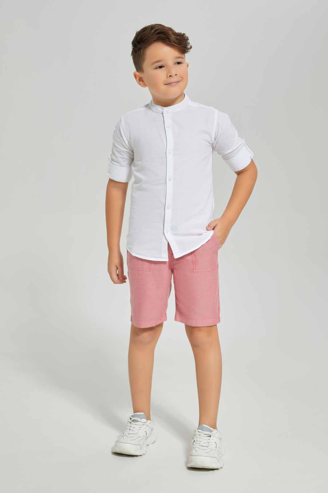 Redtag-Red-Pullon-Shorts-BOY-Shorts,-Category:Shorts,-Colour:Red,-Deals:New-In,-Dept:Boys,-Filter:Boys-(2-to-8-Yrs),-New-In-BOY-APL,-Non-Sale,-Section:Boys-(0-to-14Yrs),-TBL,-W22O-Boys-2 to 8 Years