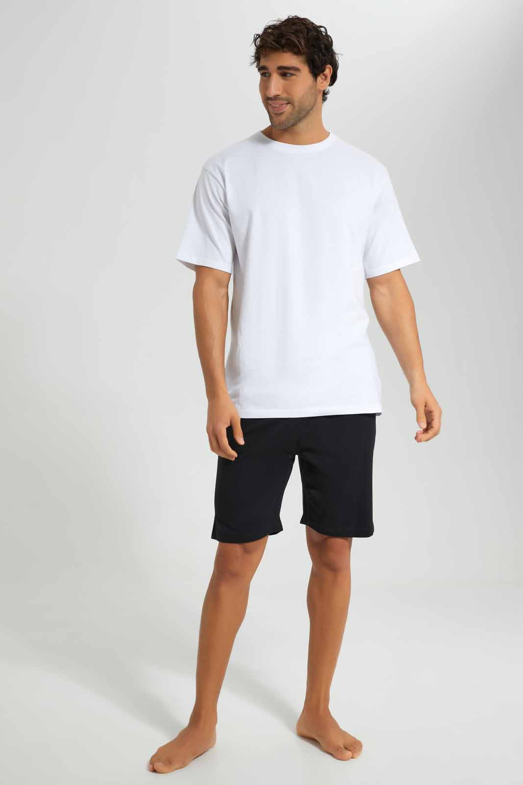 Redtag-Black-And-Grey-2-Pack-Pyjama-Shorts-Category:Pyjama-Bottoms,-Colour:Assorted,-Deals:New-In,-Filter:Men's-Clothing,-Men-Pyjama-Bottoms,-New-In-Men-APL,-Non-Sale,-Section:Men,-W22O-Men's-