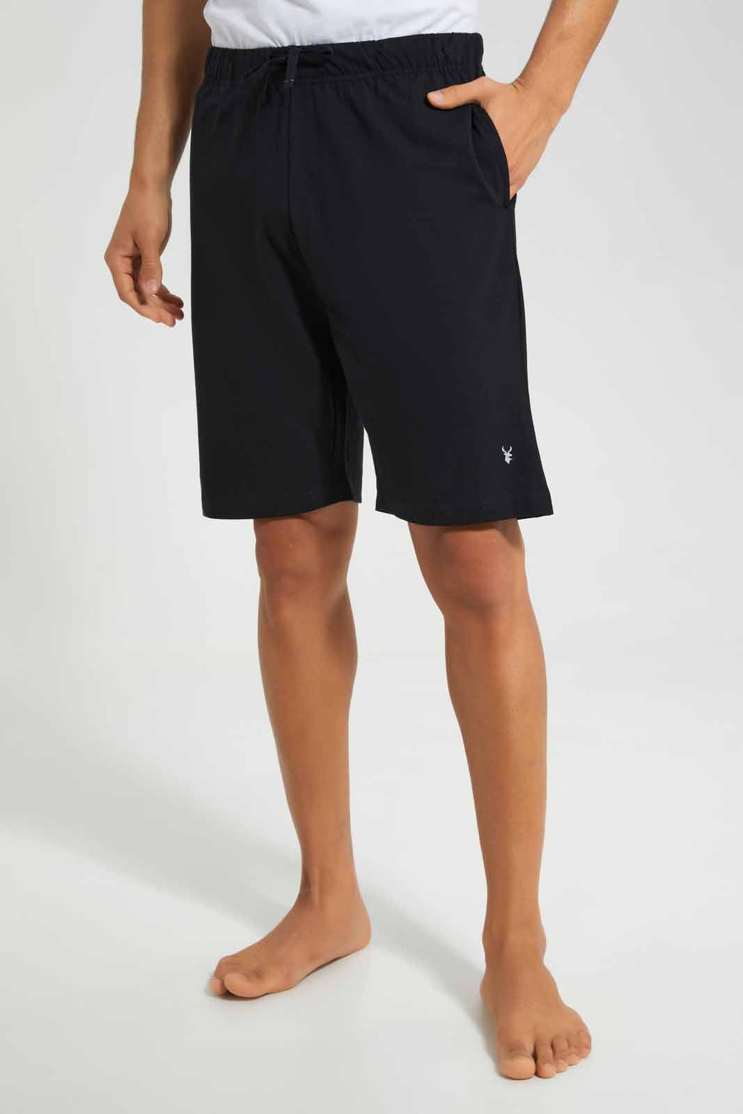 Redtag-Black-And-Grey-2-Pack-Pyjama-Shorts-Category:Pyjama-Bottoms,-Colour:Assorted,-Deals:New-In,-Filter:Men's-Clothing,-Men-Pyjama-Bottoms,-New-In-Men-APL,-Non-Sale,-Section:Men,-W22O-Men's-