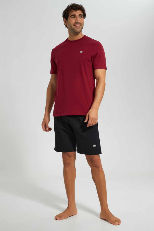 Redtag-Purple/Black-Pyjama-Set-Category:Pyjama-Sets,-Colour:Purple,-Deals:New-In,-Filter:Men's-Clothing,-Men-Pyjama-Sets,-New-In-Men-APL,-Non-Sale,-Section:Men,-W22O-Men's-
