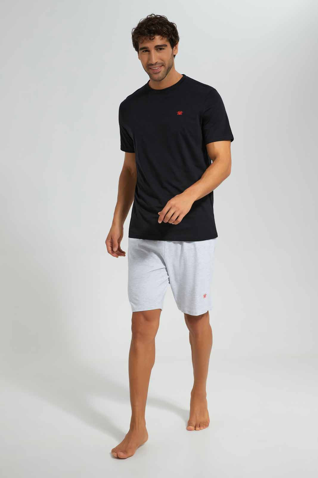Redtag-Black/Ecru-Pyjama-Set-Category:Pyjama-Sets,-Colour:Black,-Deals:New-In,-Filter:Men's-Clothing,-Men-Pyjama-Sets,-New-In-Men-APL,-Non-Sale,-Section:Men,-W22O-Men's-