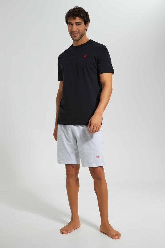 Redtag-Black/Ecru-Pyjama-Set-Category:Pyjama-Sets,-Colour:Black,-Deals:New-In,-Filter:Men's-Clothing,-Men-Pyjama-Sets,-New-In-Men-APL,-Non-Sale,-Section:Men,-W22O-Men's-