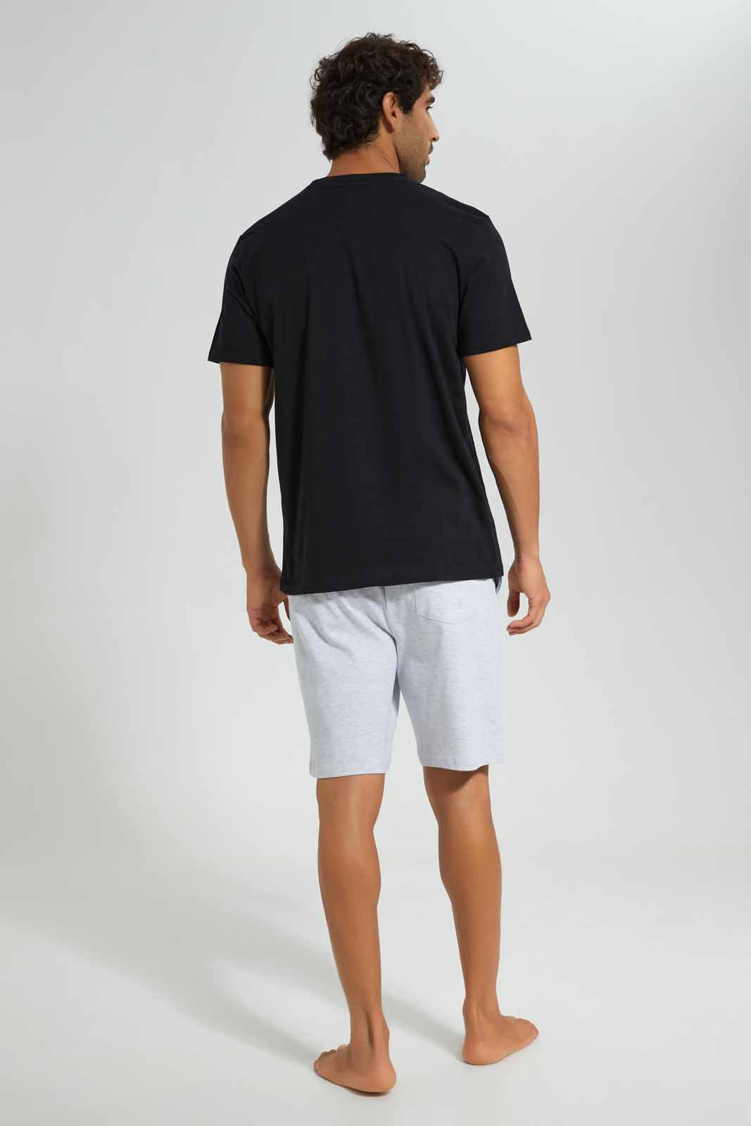 Redtag-Black/Ecru-Pyjama-Set-Category:Pyjama-Sets,-Colour:Black,-Deals:New-In,-Filter:Men's-Clothing,-Men-Pyjama-Sets,-New-In-Men-APL,-Non-Sale,-Section:Men,-W22O-Men's-