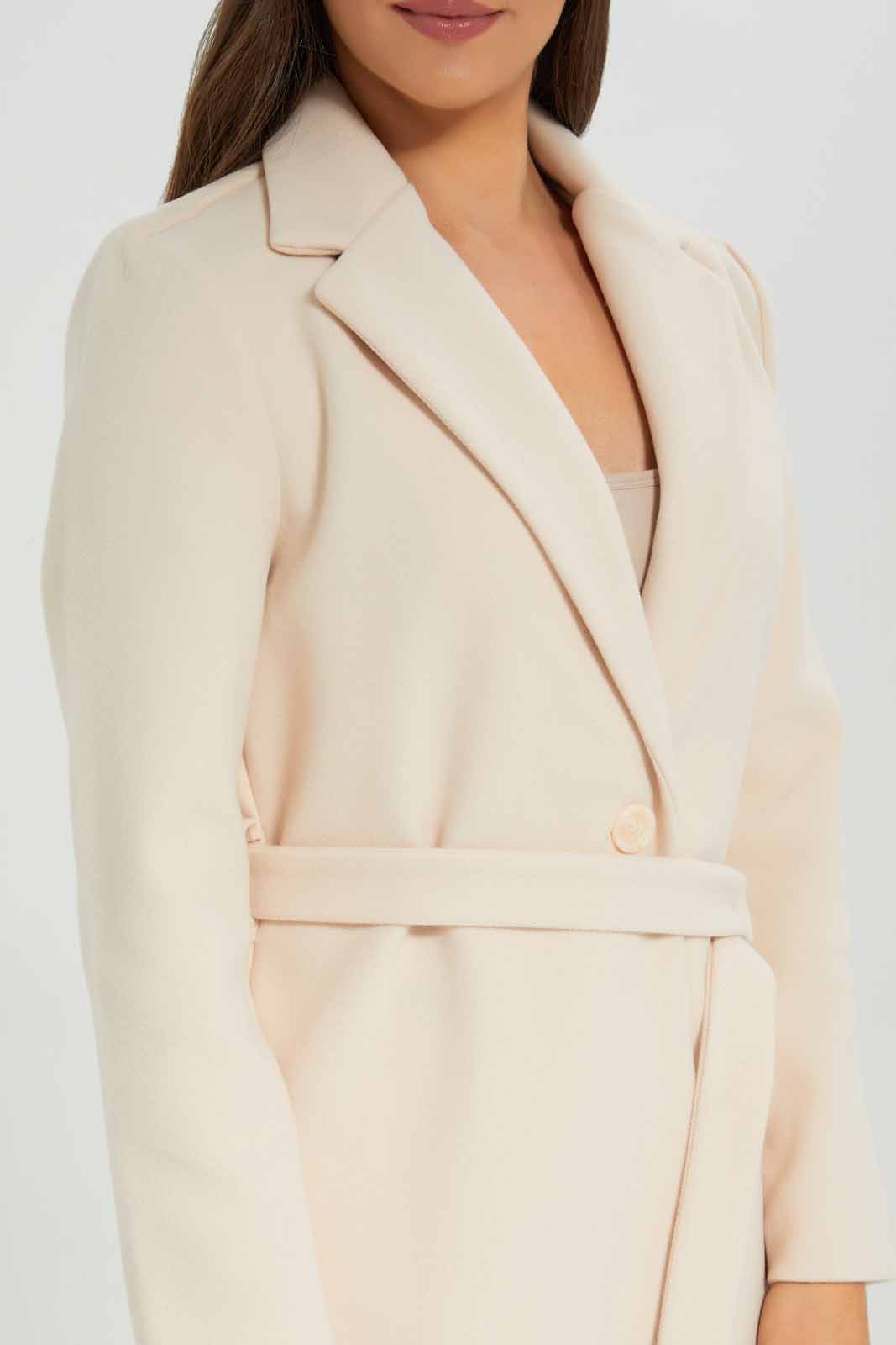 Redtag-Pink-L/S-Plain-Notch-Collar-Coat-Category:Jackets,-Colour:Apricot,-Deals:New-In,-EHW,-Filter:Women's-Clothing,-New-In-Women-APL,-Non-Sale,-Section:Women,-W22B,-Women-Jackets-Women's-