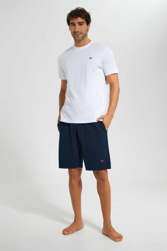 Redtag-White/Navy-Pyjama-Set-Category:Pyjama-Sets,-Colour:White,-Deals:New-In,-Filter:Men's-Clothing,-Men-Pyjama-Sets,-New-In-Men-APL,-Non-Sale,-Section:Men,-W22O-Men's-