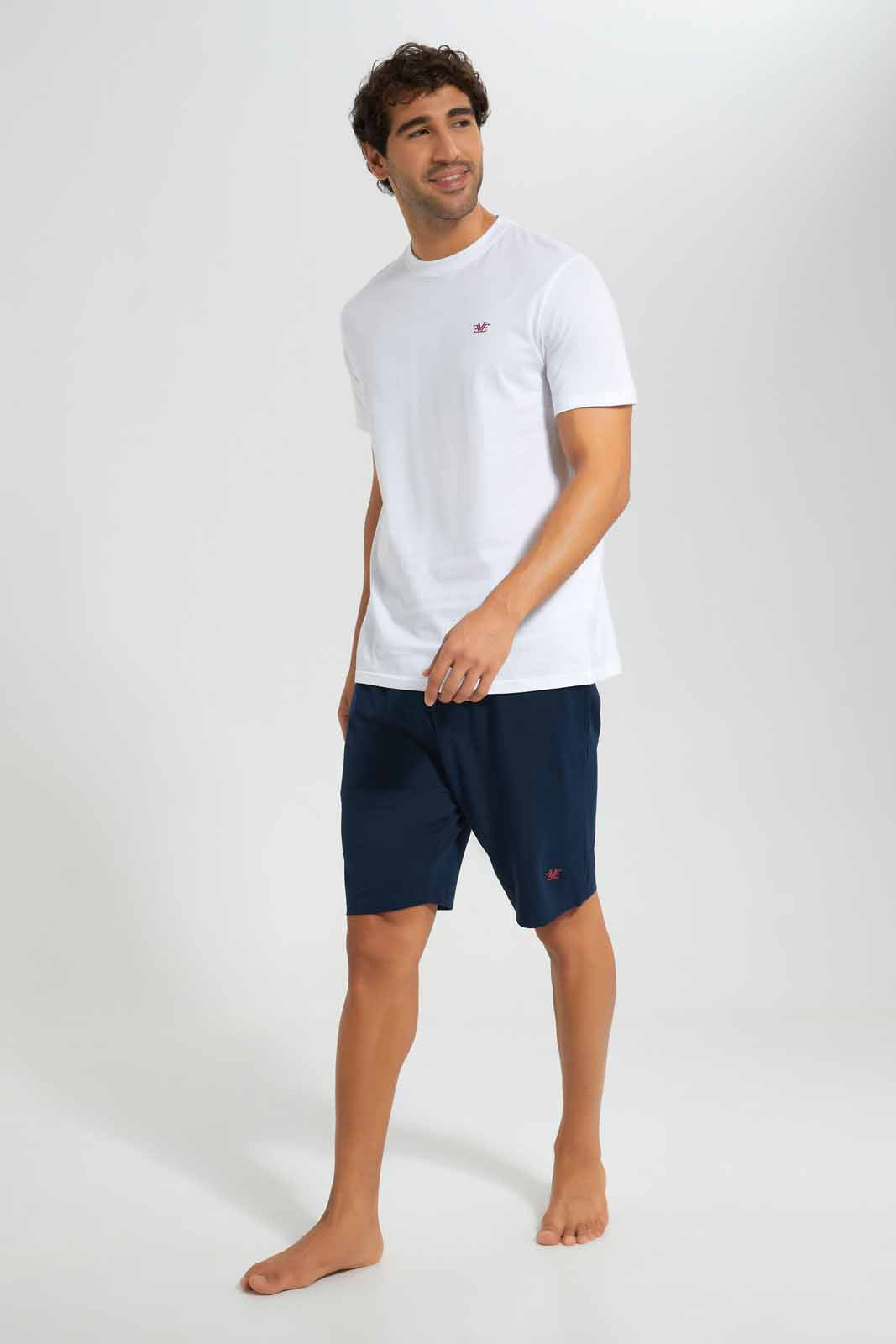 Redtag-White/Navy-Pyjama-Set-Category:Pyjama-Sets,-Colour:White,-Deals:New-In,-Filter:Men's-Clothing,-Men-Pyjama-Sets,-New-In-Men-APL,-Non-Sale,-Section:Men,-W22O-Men's-