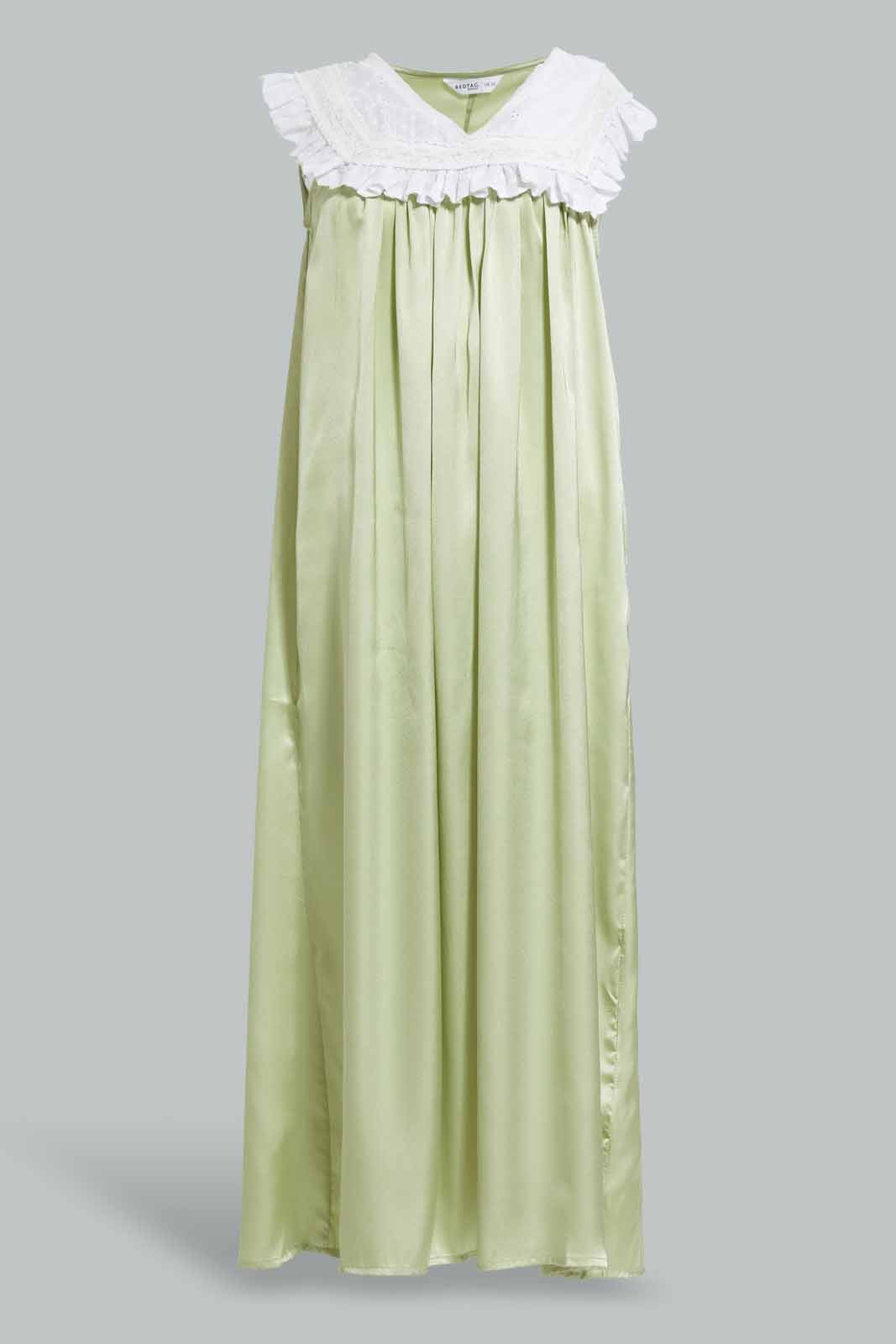 Redtag-Mint-Satin-Solid-Nightgown-Category:Nightgowns,-Colour:Mint,-Deals:New-In,-Filter:Women's-Clothing,-New-In-Women-APL,-Non-Sale,-Section:Women,-W22O,-Women-Nightgowns--