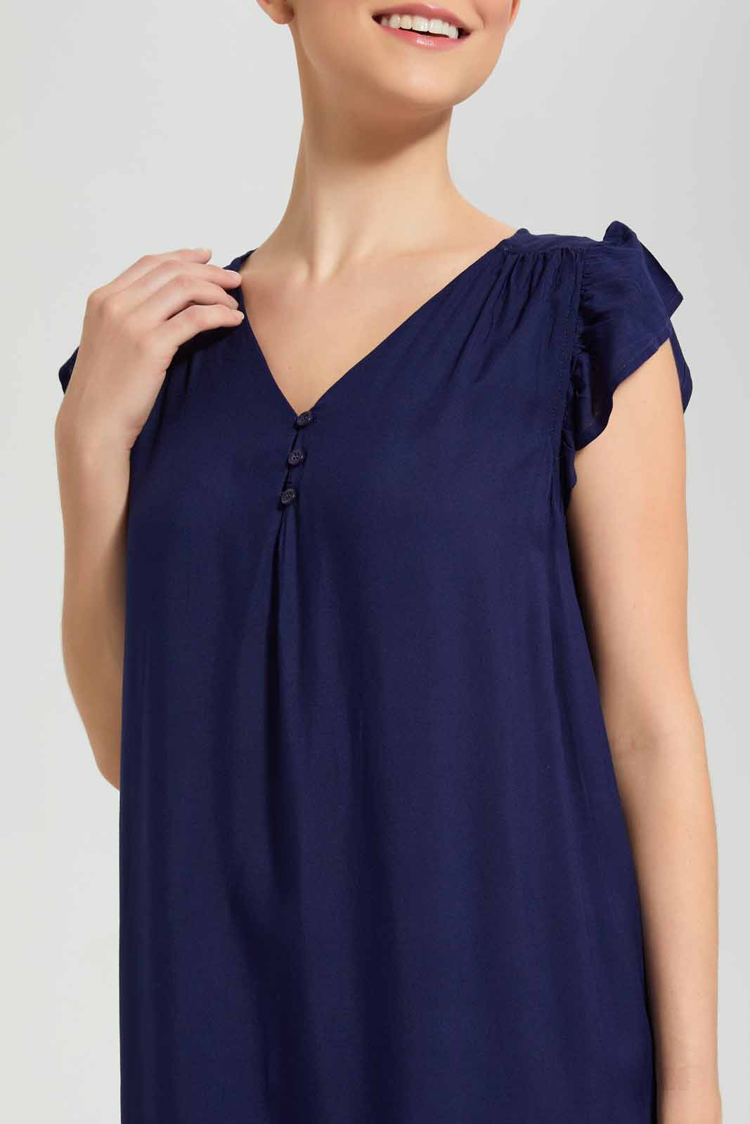 Redtag-Navy-Solid-Nightgown-Category:Nightgowns,-Colour:Navy,-Deals:New-In,-Filter:Women's-Clothing,-New-In-Women-APL,-Non-Sale,-Section:Women,-W22O,-Women-Nightgowns--