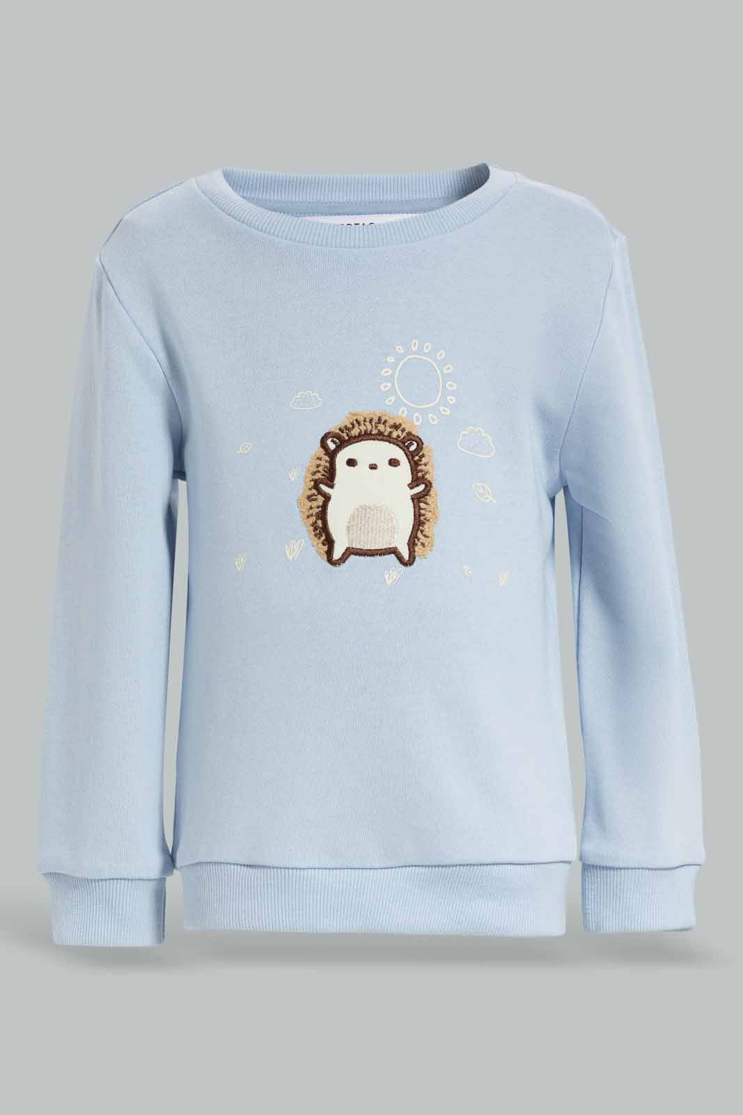 Redtag-Blue-Patch-Top-And-Bottom-Crew-Neck-Jog-Suit-Category:Jog-Sets,-Colour:Blue,-Deals:New-In,-Filter:Infant-Boys-(3-to-24-Mths),-INB-Jog-Sets,-New-In-INB-APL,-Non-Sale,-Section:Boys-(0-to-14Yrs),-W22B-Infant-Boys-3 to 24 Months