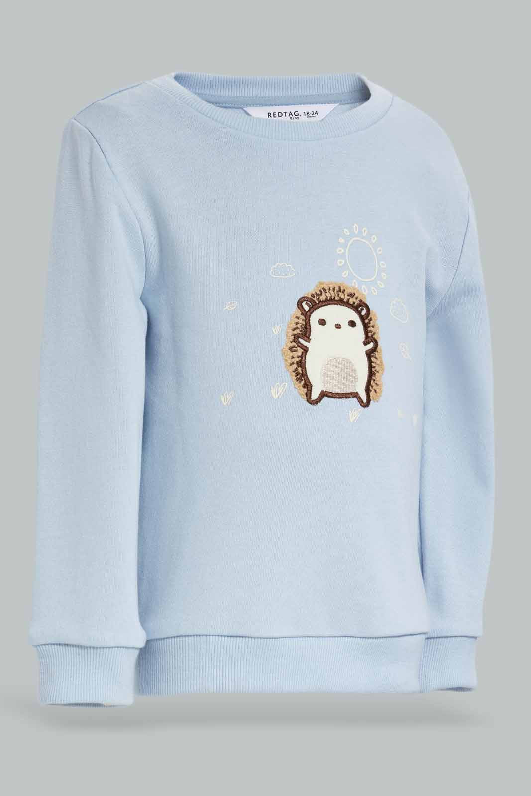 Redtag-Blue-Patch-Top-And-Bottom-Crew-Neck-Jog-Suit-Category:Jog-Sets,-Colour:Blue,-Deals:New-In,-Filter:Infant-Boys-(3-to-24-Mths),-INB-Jog-Sets,-New-In-INB-APL,-Non-Sale,-Section:Boys-(0-to-14Yrs),-W22B-Infant-Boys-3 to 24 Months