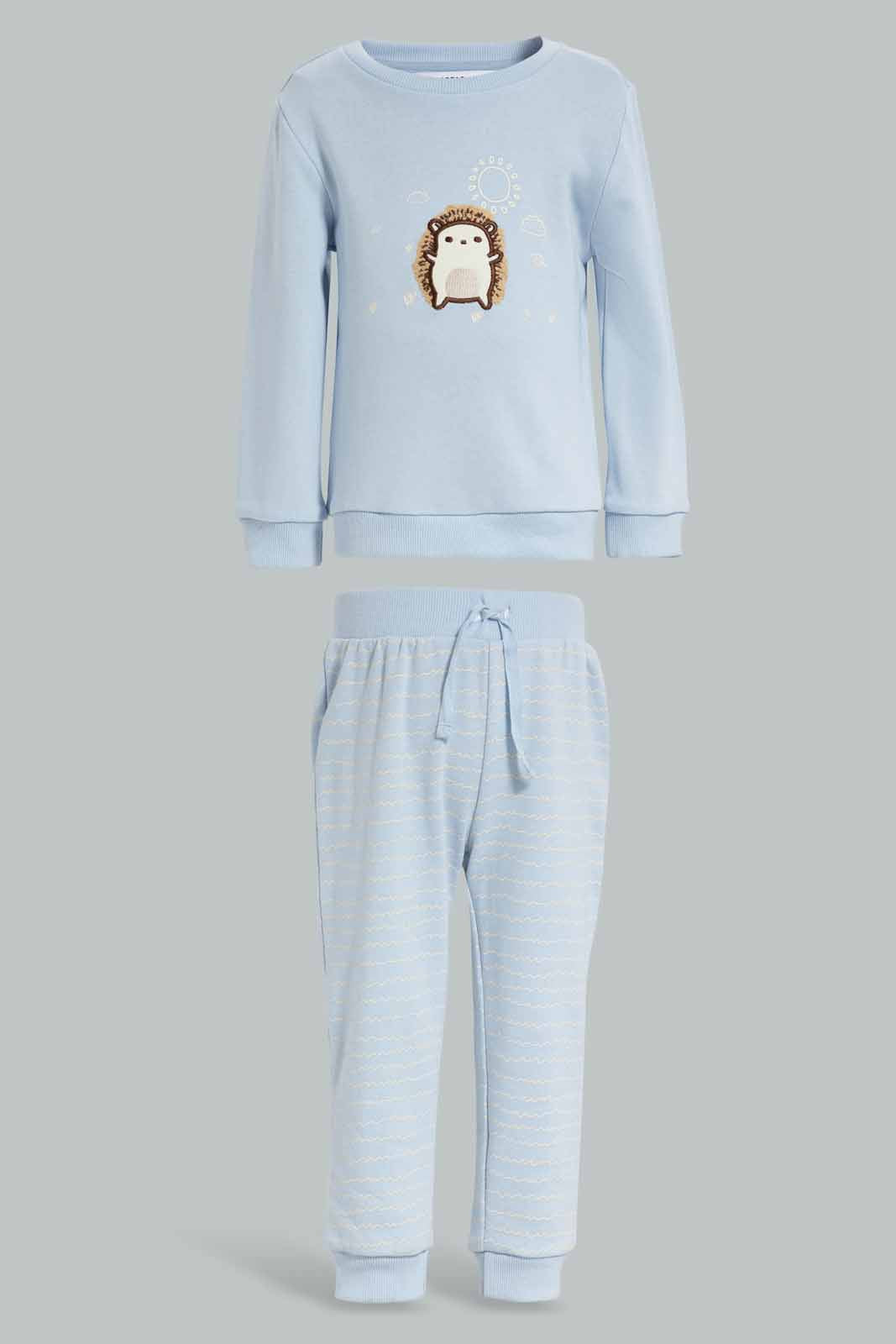 Redtag-Blue-Patch-Top-And-Bottom-Crew-Neck-Jog-Suit-Category:Jog-Sets,-Colour:Blue,-Deals:New-In,-Filter:Infant-Boys-(3-to-24-Mths),-INB-Jog-Sets,-New-In-INB-APL,-Non-Sale,-Section:Boys-(0-to-14Yrs),-W22B-Infant-Boys-3 to 24 Months