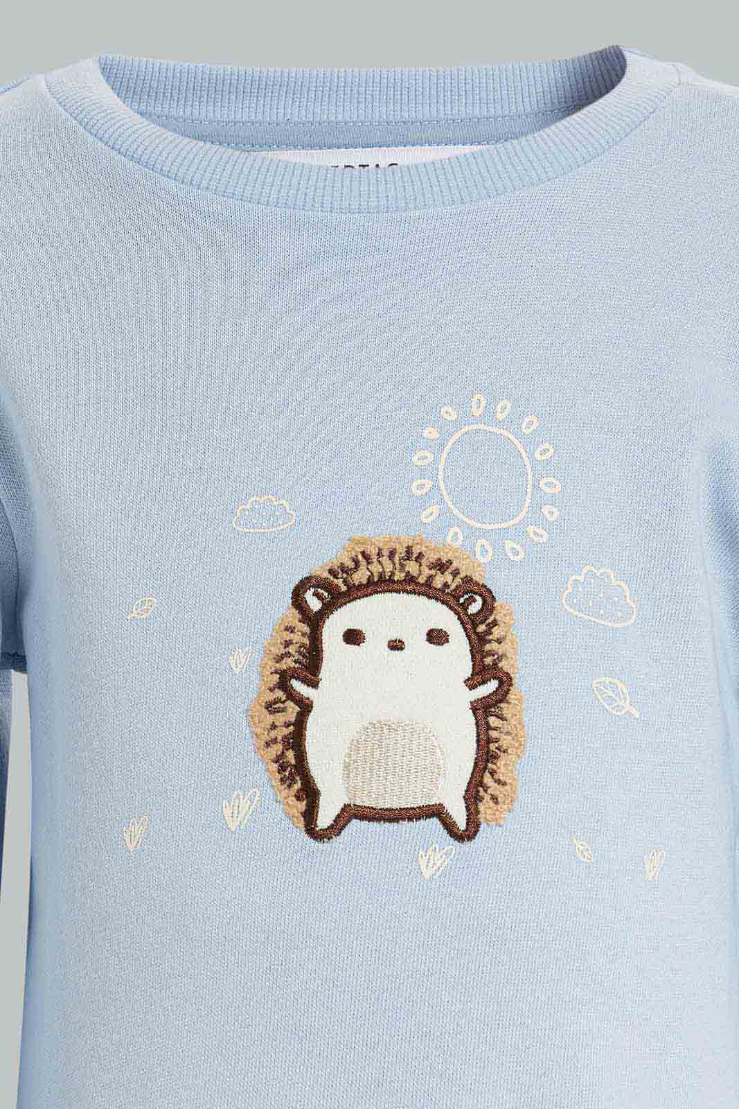 Redtag-Blue-Patch-Top-And-Bottom-Crew-Neck-Jog-Suit-Category:Jog-Sets,-Colour:Blue,-Deals:New-In,-Filter:Infant-Boys-(3-to-24-Mths),-INB-Jog-Sets,-New-In-INB-APL,-Non-Sale,-Section:Boys-(0-to-14Yrs),-W22B-Infant-Boys-3 to 24 Months