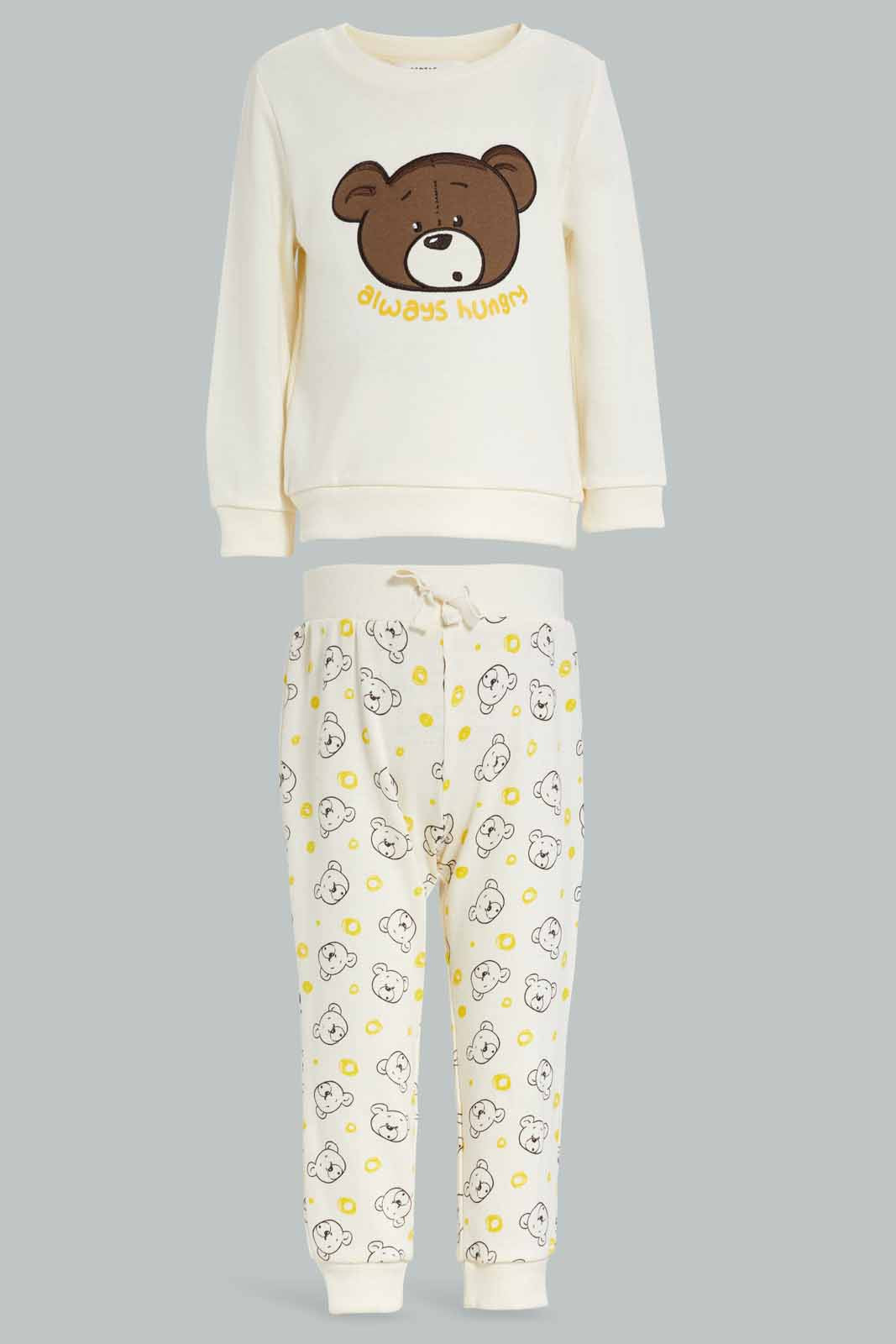 Redtag-Brown-Patch-Top-And-Bottom-Crew-Neck-Jog-Suit-Category:Jog-Sets,-Colour:Brown,-Deals:New-In,-Filter:Infant-Boys-(3-to-24-Mths),-INB-Jog-Sets,-New-In-INB-APL,-Non-Sale,-Section:Boys-(0-to-14Yrs),-W22B-Infant-Boys-3 to 24 Months