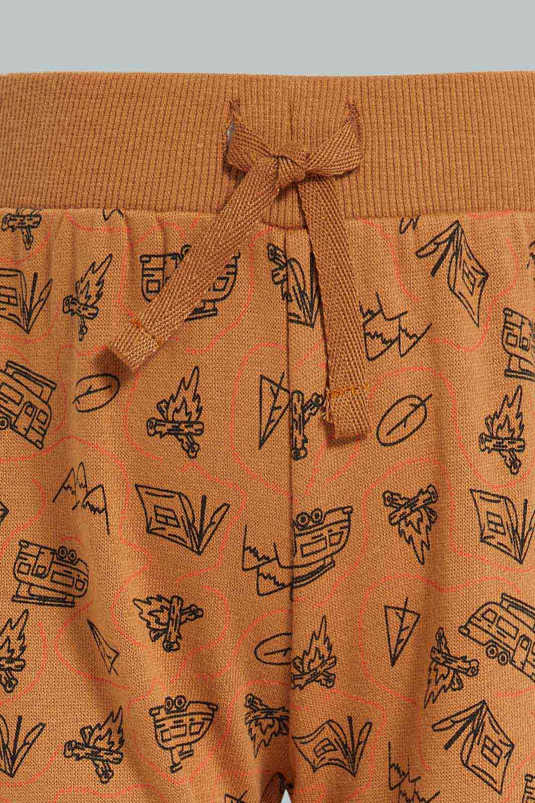 Redtag-Beige-Patch-Top-And-Bottom-Crew-Neck-Jog-Suit-Category:Jog-Sets,-Colour:Beige,-Deals:New-In,-Filter:Infant-Boys-(3-to-24-Mths),-INB-Jog-Sets,-New-In-INB-APL,-Non-Sale,-Section:Boys-(0-to-14Yrs),-W22B-Infant-Boys-3 to 24 Months