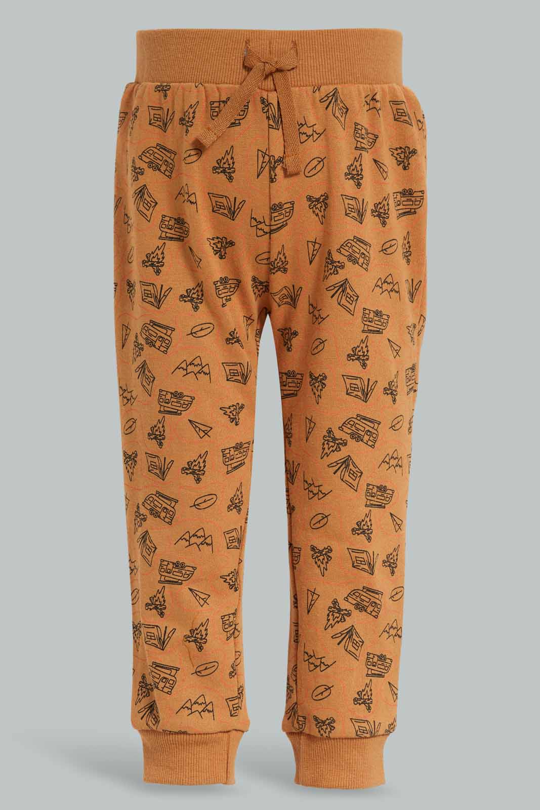 Redtag-Beige-Patch-Top-And-Bottom-Crew-Neck-Jog-Suit-Category:Jog-Sets,-Colour:Beige,-Deals:New-In,-Filter:Infant-Boys-(3-to-24-Mths),-INB-Jog-Sets,-New-In-INB-APL,-Non-Sale,-Section:Boys-(0-to-14Yrs),-W22B-Infant-Boys-3 to 24 Months
