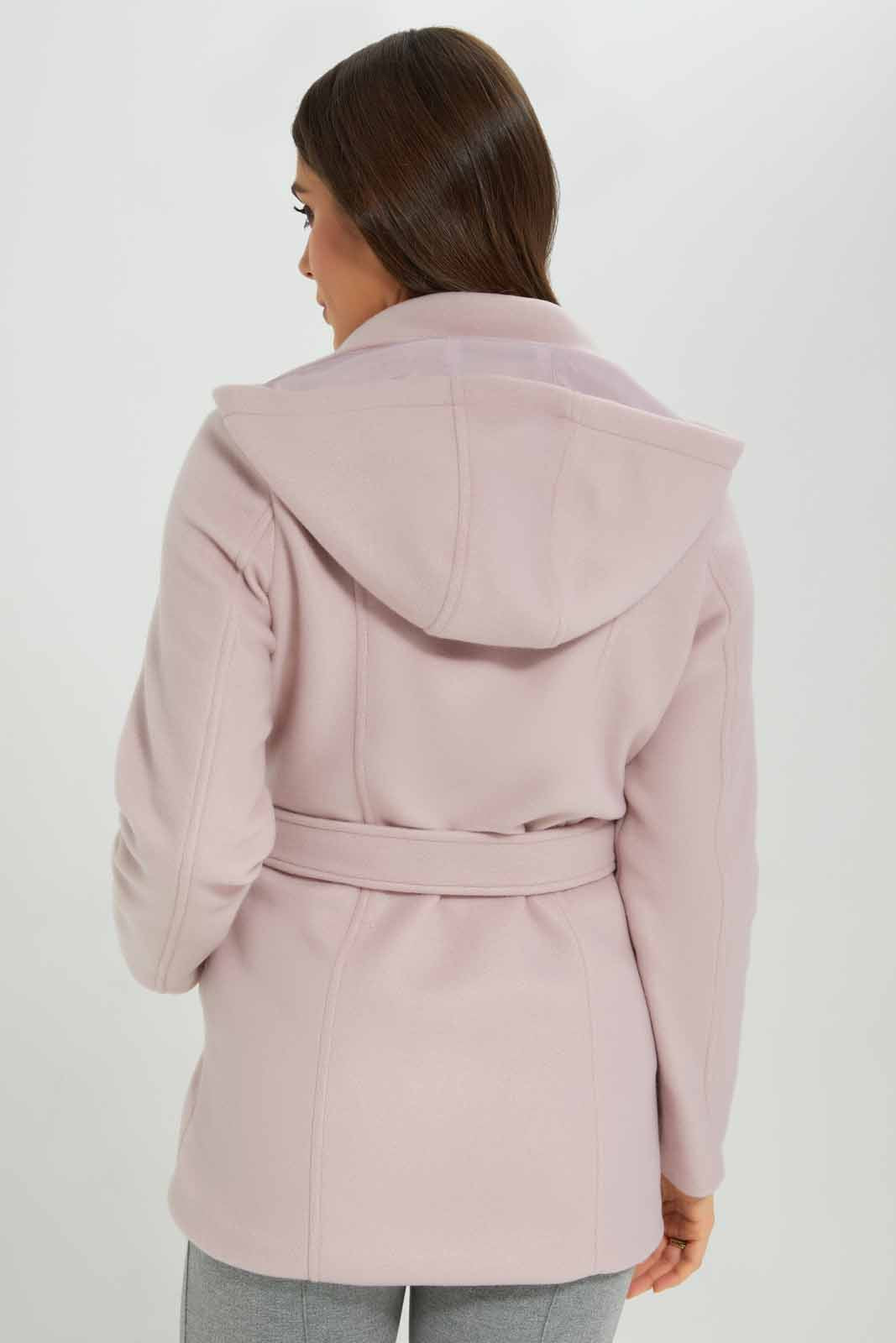 Redtag-Pink-L/S-Plain-Notch-Collar-Hooded-Belted-Coat-Category:Jackets,-Colour:Apricot,-Deals:New-In,-EHW,-Filter:Women's-Clothing,-New-In-Women-APL,-Non-Sale,-Section:Women,-W22B,-Women-Jackets-Women's-