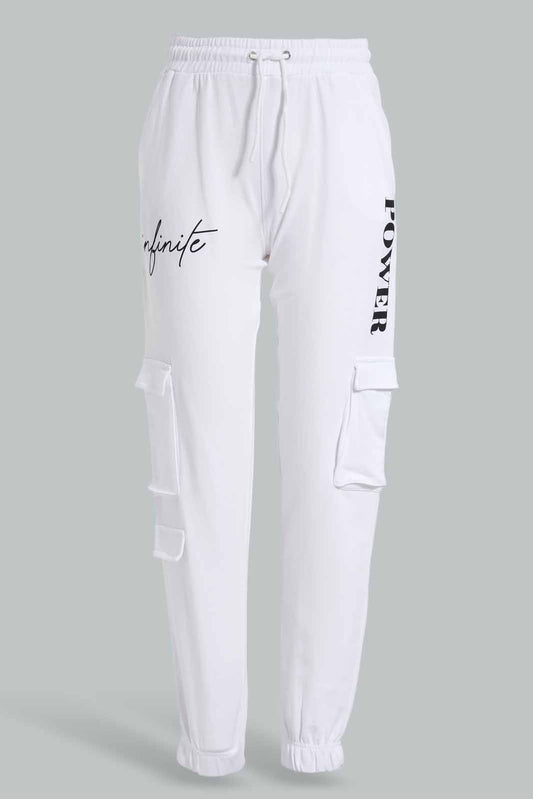 Redtag-White-Cargo-Pocket-Track-Pants-Category:Joggers,-Colour:White,-Deals:New-In,-Filter:Senior-Girls-(9-to-14-Yrs),-GSR-Joggers,-New-In-GSR-APL,-Non-Sale,-Section:Girls-(0-to-14Yrs),-W22O-Senior-Girls-9 to 14 Years