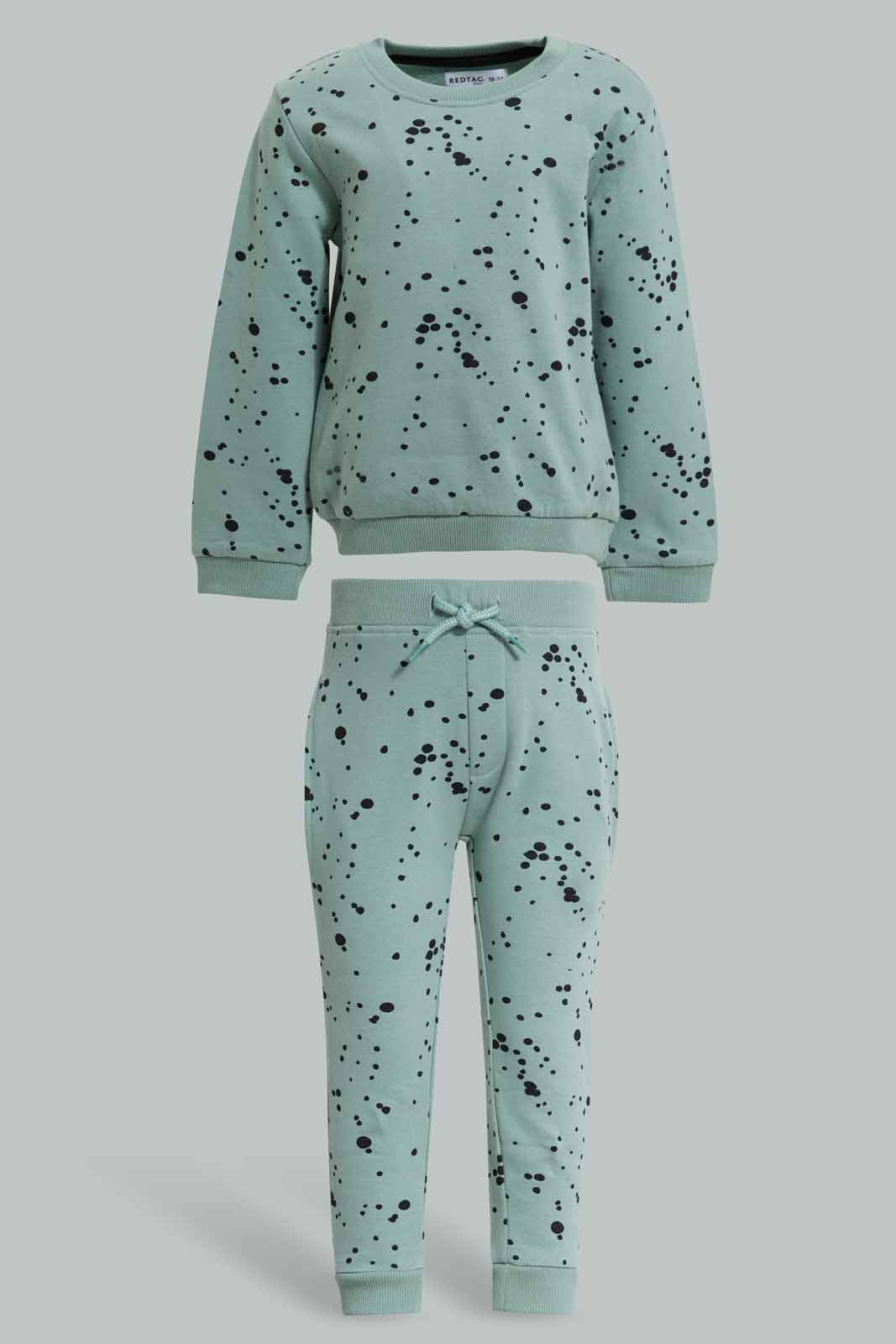 Redtag-Green-Paint-Splash-Jogging-Suit-Category:Jog-Sets,-Colour:Green,-Deals:New-In,-Filter:Infant-Boys-(3-to-24-Mths),-INB-Jog-Sets,-New-In-INB-APL,-Non-Sale,-Section:Boys-(0-to-14Yrs),-W22A-Infant-Boys-3 to 24 Months